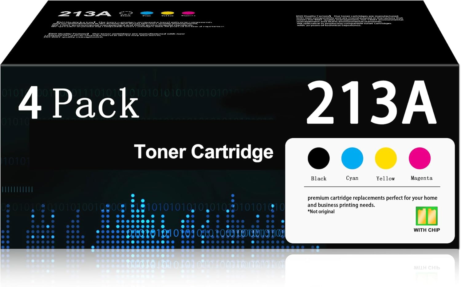 213A Toner Cartridge 4 Pack (with Chip) Replacement for HP 213A Toner Cartridges Color Enterprise 5700, 5800, 6700, 6701, 6800, 6801 Printer | 213A W2130A