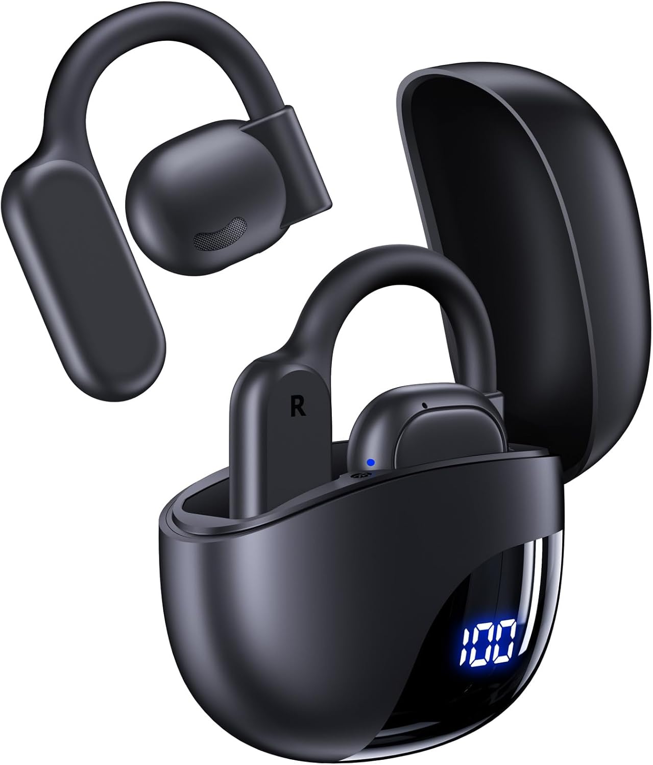 AI Translation Earbuds Real Time 164 Languages 80H Playtime Translator Ear Buds Audifonos Traductores Inglés Español Wireless Earphones Bluetooth Headphones for Travel Business Meeting Learning Black