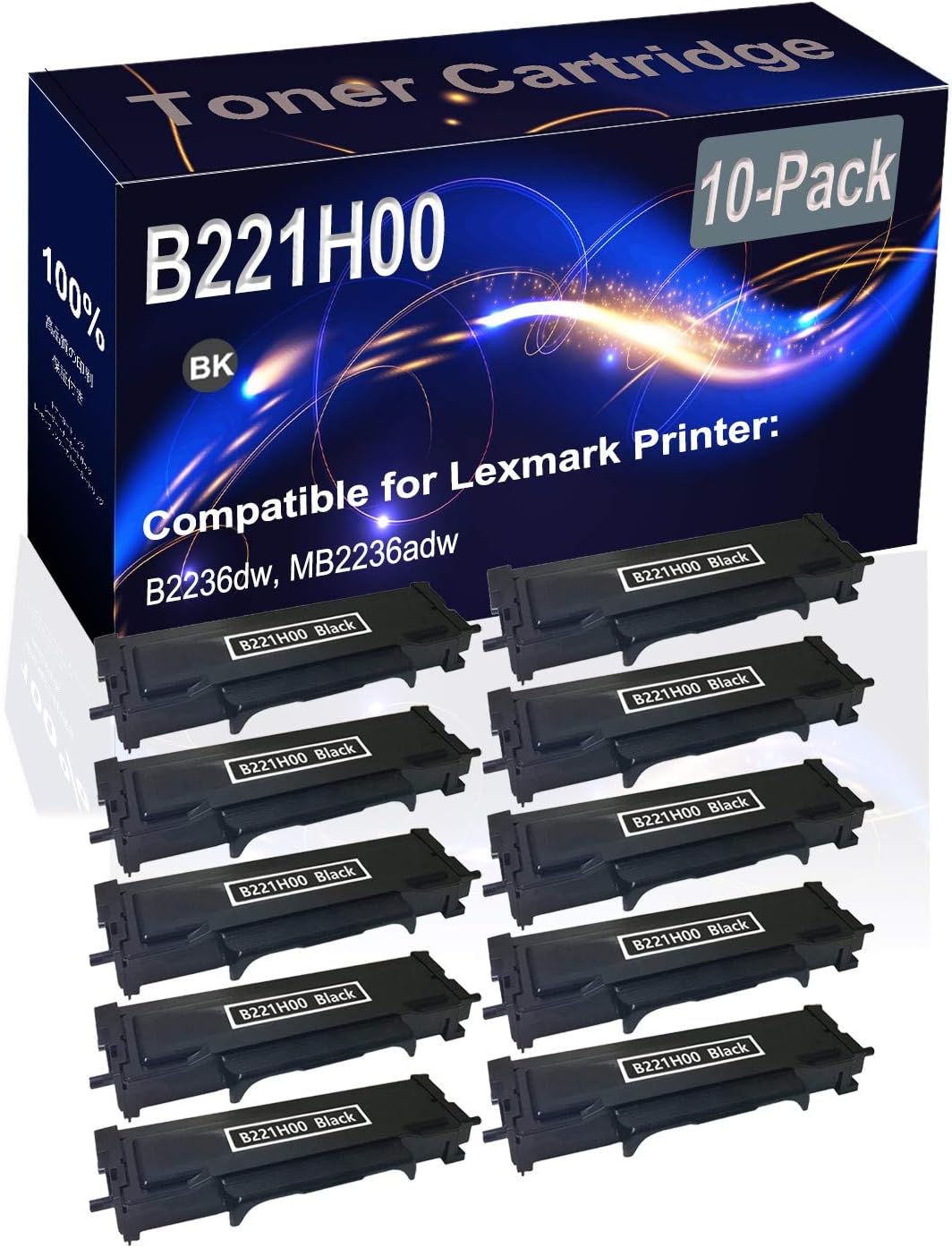 Kolasels 10-Pack (Black) Compatible High Yield B221H00 Printer Cartridge use for B2236dw, MB2236adw Printer
