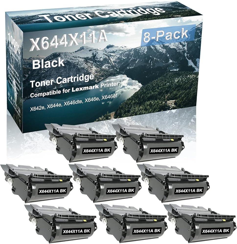 Credibility Store 8-Pack Compatible High Yield X642e X644e X646dte X646e X646ef Printer Cartridge Replacement for X644X11A | X644X21A Toner Cartridge (Black)