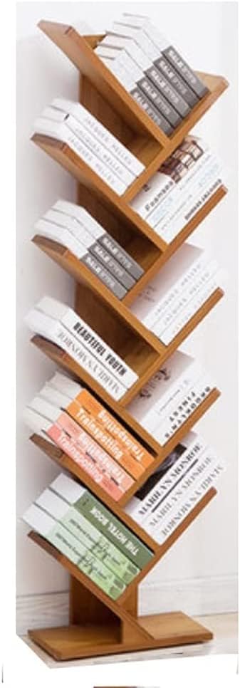 LSHAOBO Bookshelf Multi Layer Tree Shaped Books Floor Standing Bookshelf Space Saving Bookshelf Vertical Bookcase Display Rack(Color:6 Layers)
