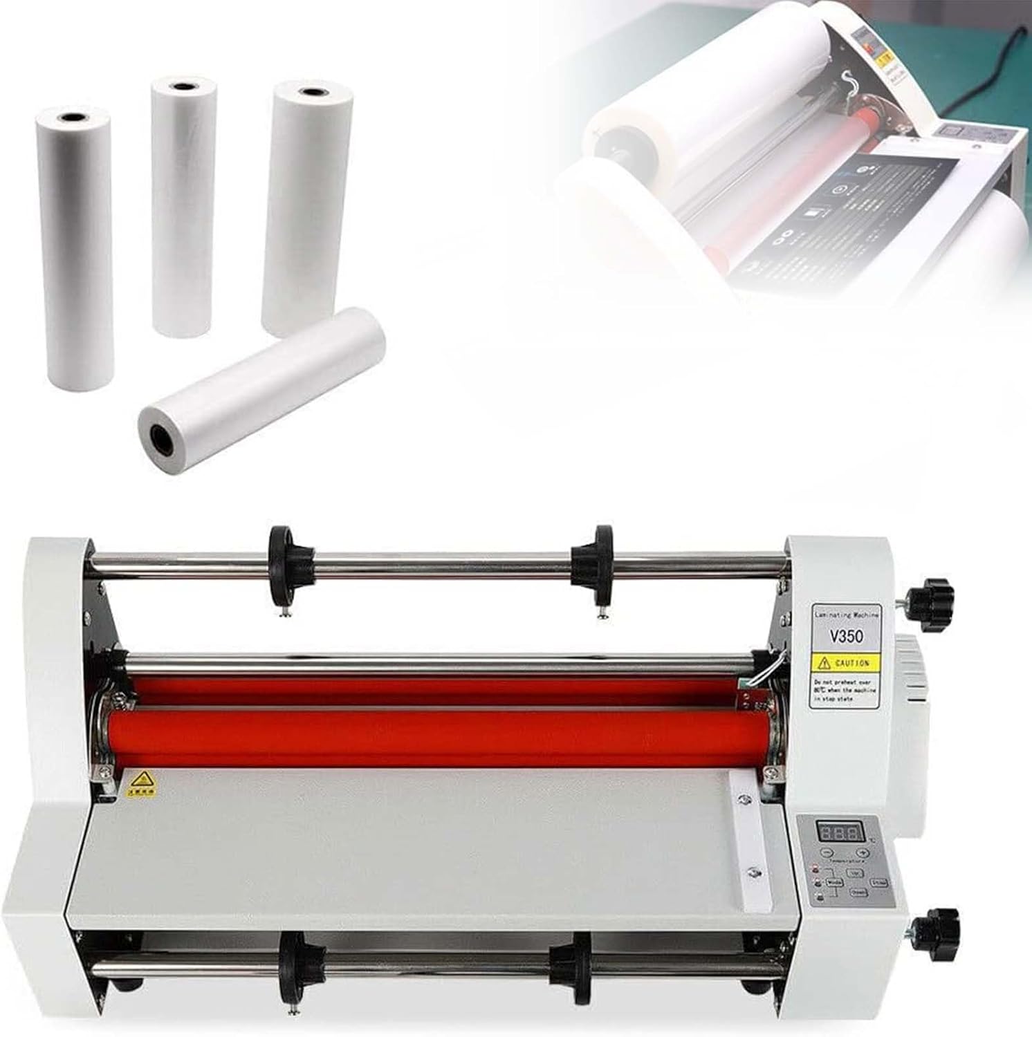 LYNNEYING Hot Cold Roll Laminator, 13Inch Digital Display Single & Dual Sided Laminator Machine 4 Rollers Electronic Temperature Control for BOPP PTE Film