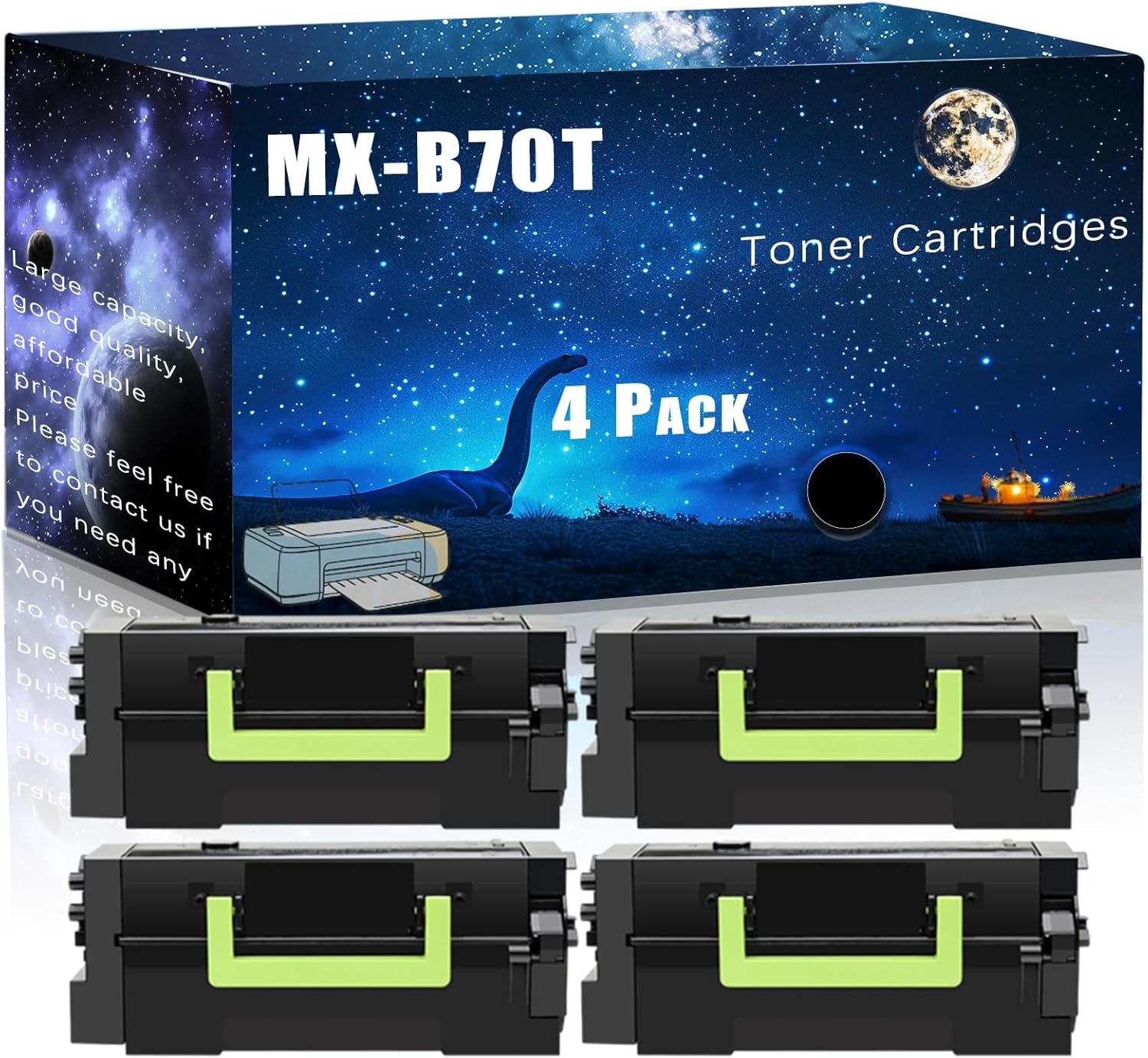 MUCQL MX-B70T Compatible Toner Cartridges Replacement for Sharp High Yield Compatible MX-B557F MX-B557P MX-B707P Printers, Meet Printing Needs (4 Pack Black)