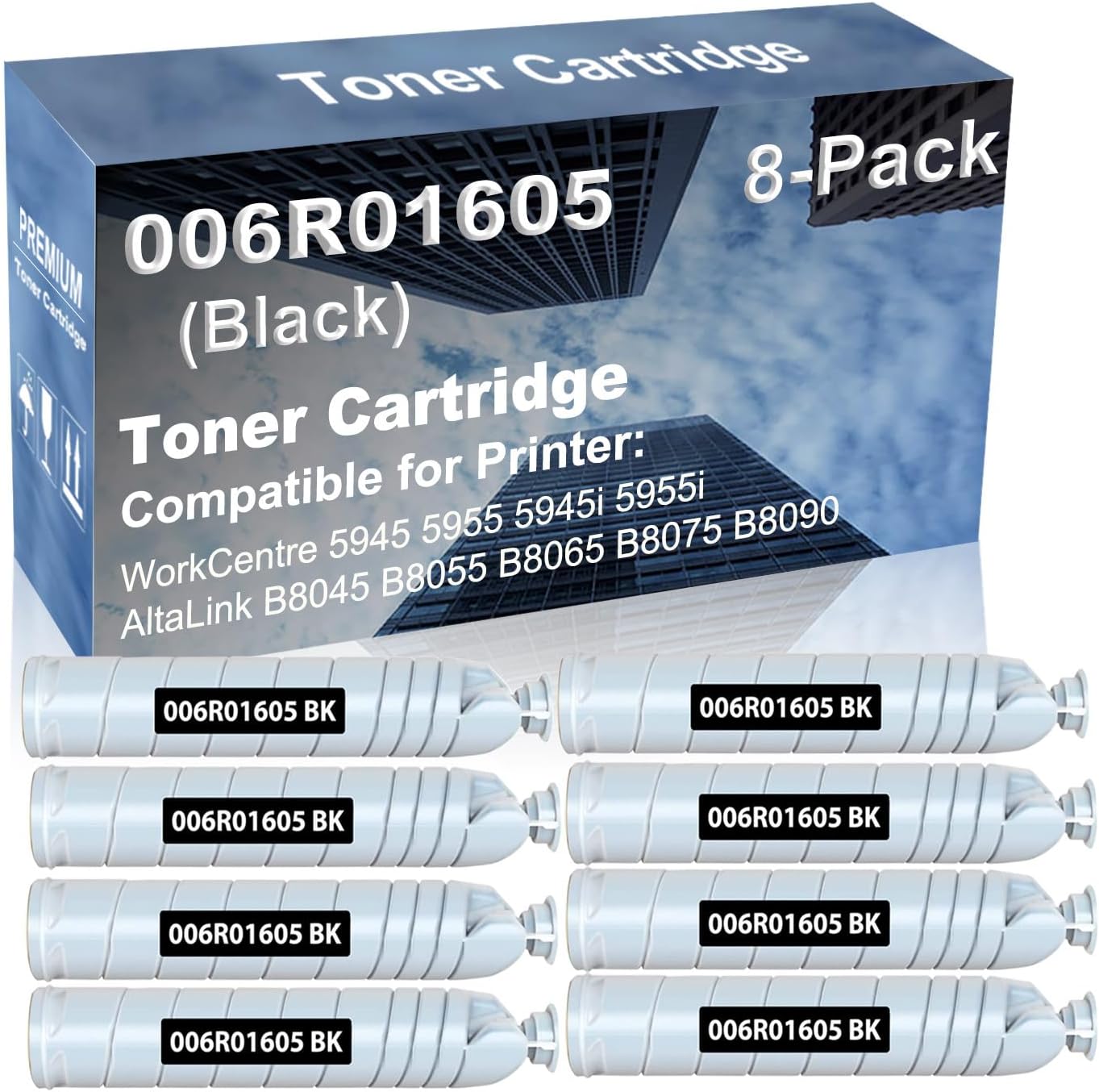 8-Pack Compatible High Capacity WorkCentre 5945 5955 5945i 5955i, AltaLink B8045 B8055 B8065 B8075 B8090 Printer Toner Cartridge Replacement for 006R01605 013R00675 Printer Cartridge (Black)