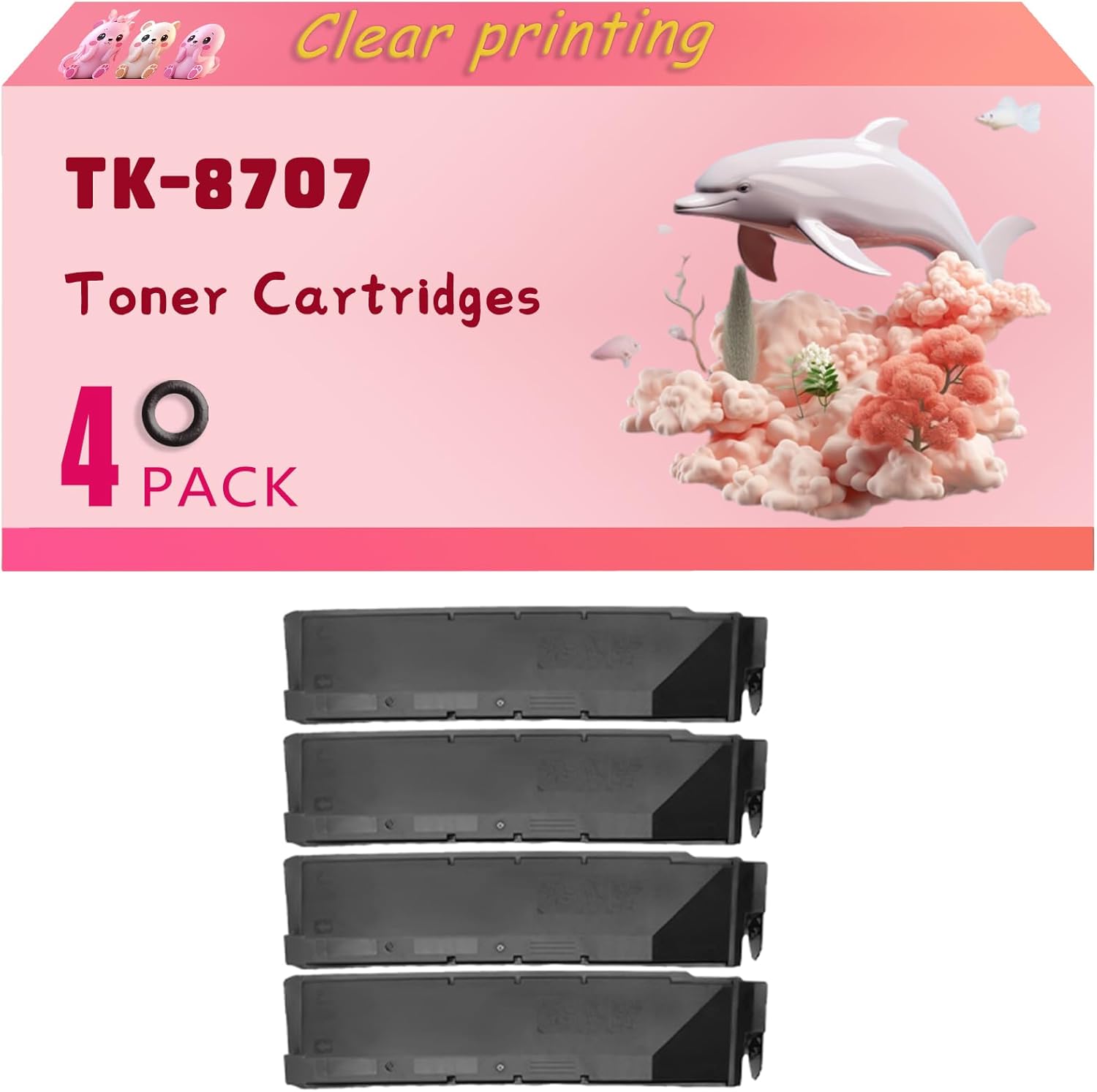 LECUU TK-8707 Toner Cartridges Compatible for Kyocera TASKalfa 6550ci 6551ci 7550ci 7551ci Printers, High Yield 70000 Pages, Clear Bright Colors (4 Pack Black)