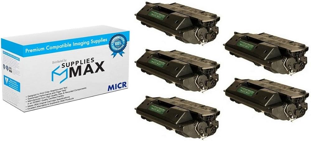 SuppliesMAX Compatible MICR Replacement for HP Laser Jet 4000N/Laser Jet 4050TN/Laser Jet 4050N/Laser Jet 4050TN Toner Cartridge (5/PK-10000 Page Yield) (NO. 27X) (C4127X_5PK)