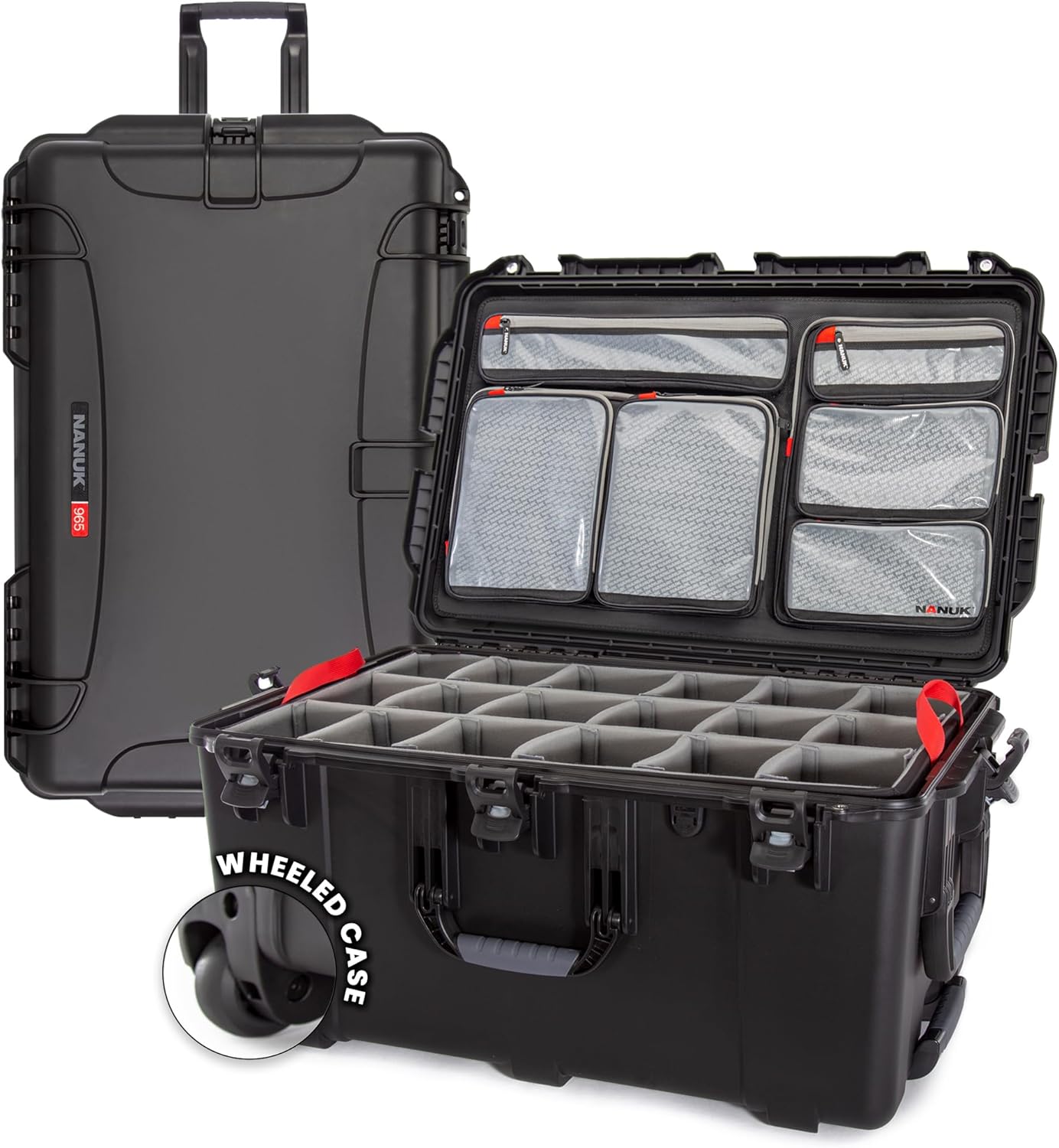 NANUK 965 Pro Photo Kit - Waterproof Travel Camera Hard Case with Padded Dividers and Wheels, 32.5” x 21” x 15.8”, Dustproof and Impact-Resistant, Ideal for Heavy Loads - Black