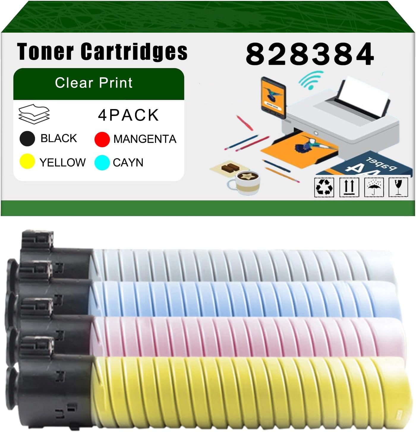 AGNNQ Compatible for Ricoh 828384 828387 828328 828327 Toner Cartridges Pro C7100 C7100s C7100sx C7100x Printers, High Yield 60000 Pages Bright Clear Colors (4-Pack BK/C/M/Y)