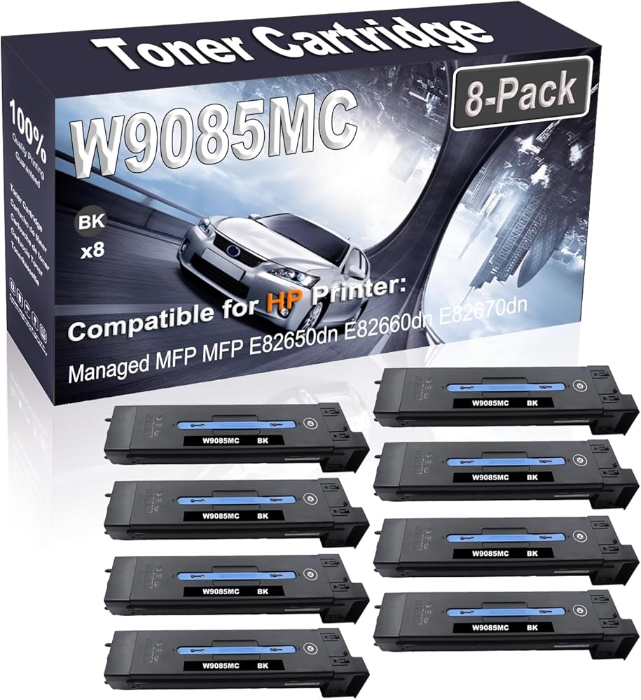 Kolasels 8-Pack (Black) Compatible High Yield W9085MC Printer Cartridge use for Managed MFP MFP E82650dn E82660dn E82670dn Printer