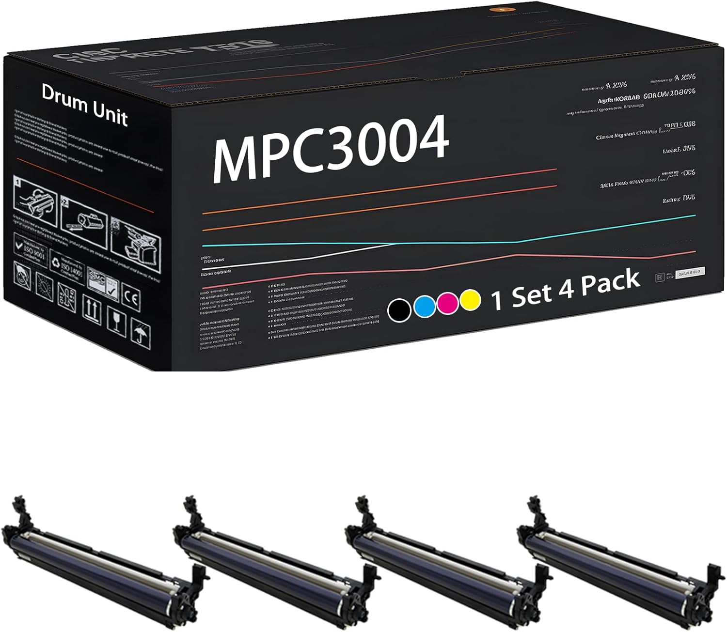 UVUMB MPC3004 Drum Unit Compatible for Ricoh MP C3004 C3004ex C3504 C3504ex C4504 C4504ex C501SP C6004 C6004ex Printers, with Chip, High Yield 410000 Pages, High-Definition Printing (4-Pack BK/C/M/Y)
