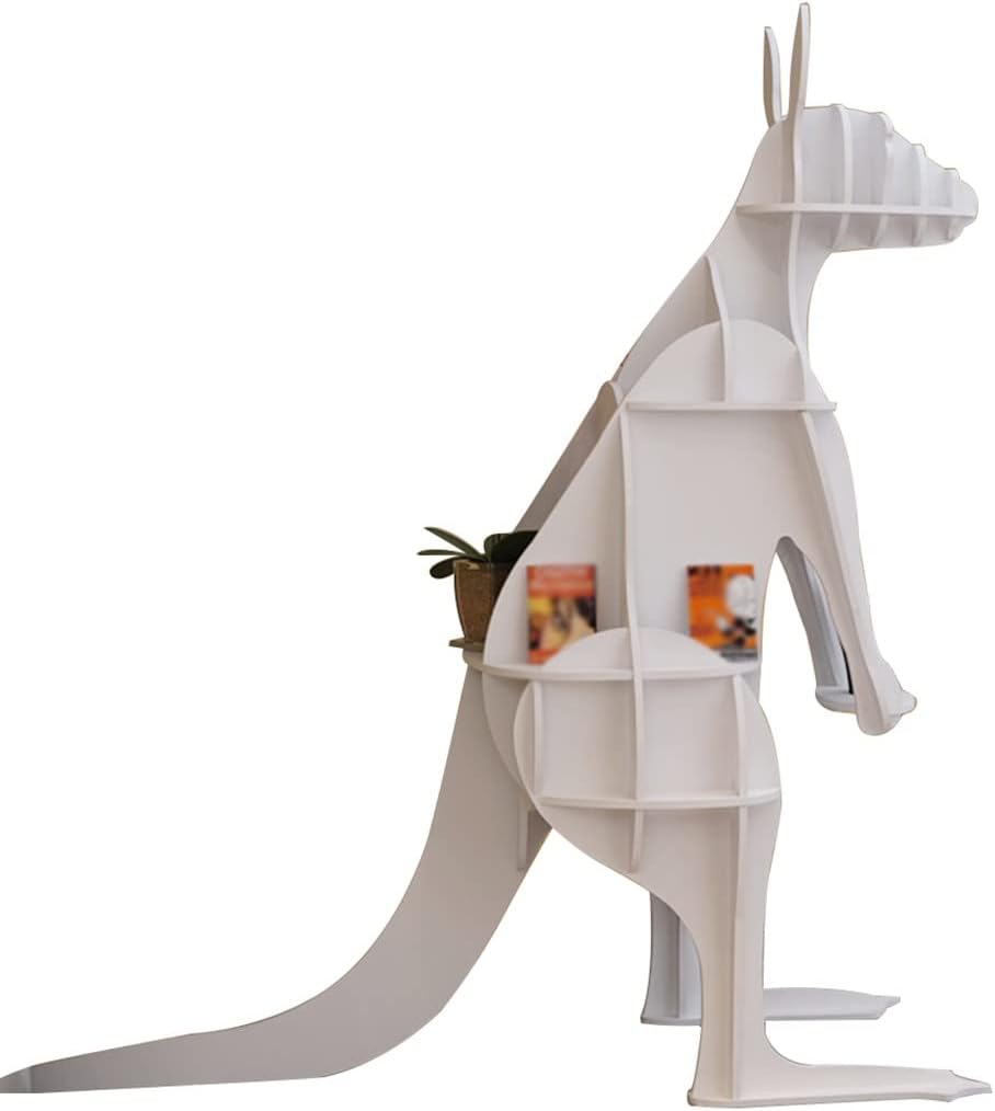 Bookshelf for Bedroom Creative Kangaroo Shape Book Rack, Library Floor-to-Ceiling Decoration Picture Book Storage Rack, Event Celebration Display Stand, Easy to Install
