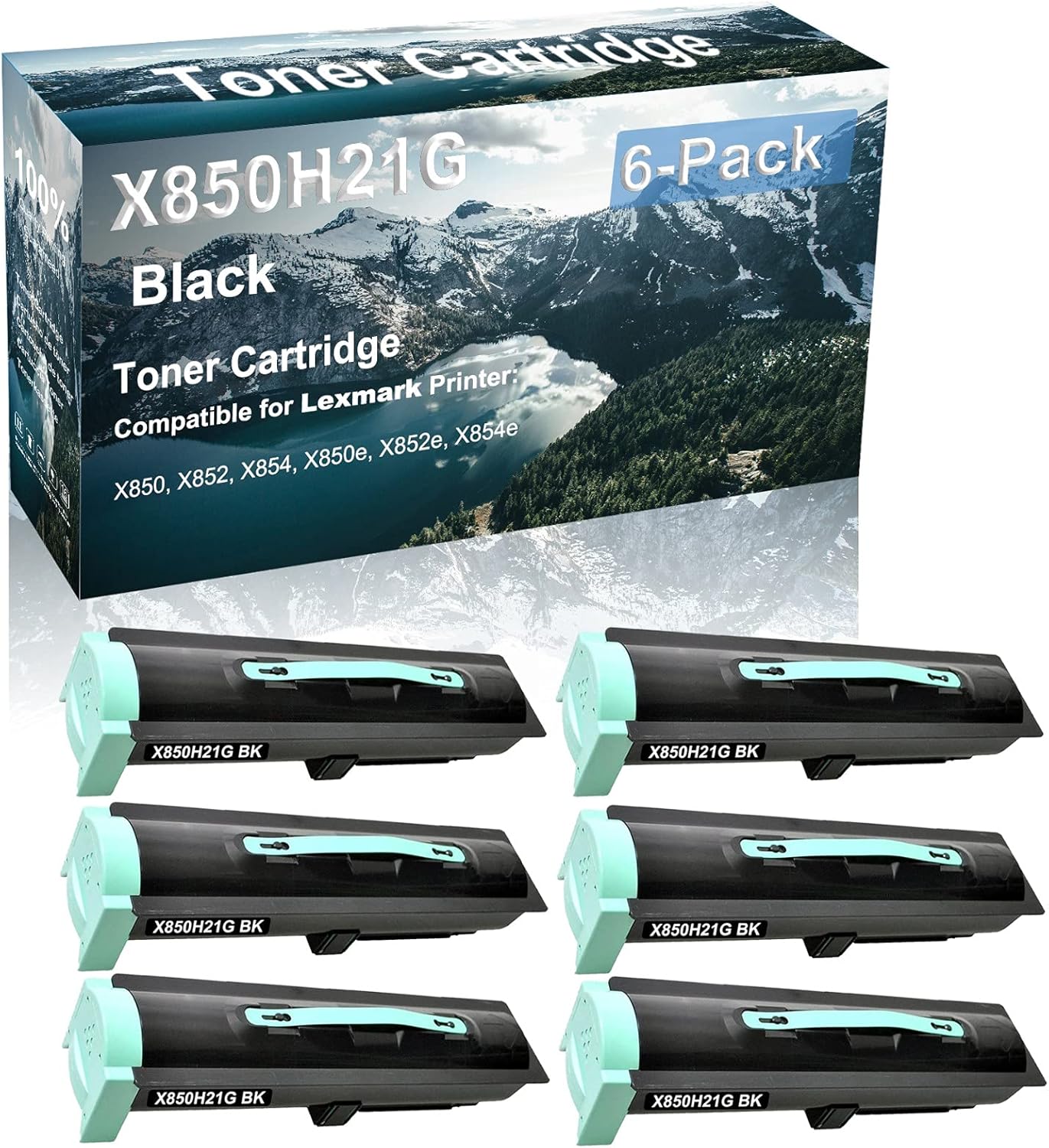 Credibility Store 6-Pack (Black) Compatible High Capacity X850H21G Toner Cartridge Used for X850 X852 X854 X850e X852e X854e Printer