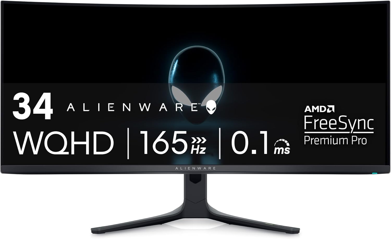 Alienware AW3423DWF Curved QD-OLED Gaming Monitor - 34-inch Quantum Dot OLED 0.1Ms 165Hz 21:9 Curved Display, 99.3% DCI-P3 Color Gamut, VESA DisplayHDR True Black 400, AMD FreeSync Premium Pro - Black