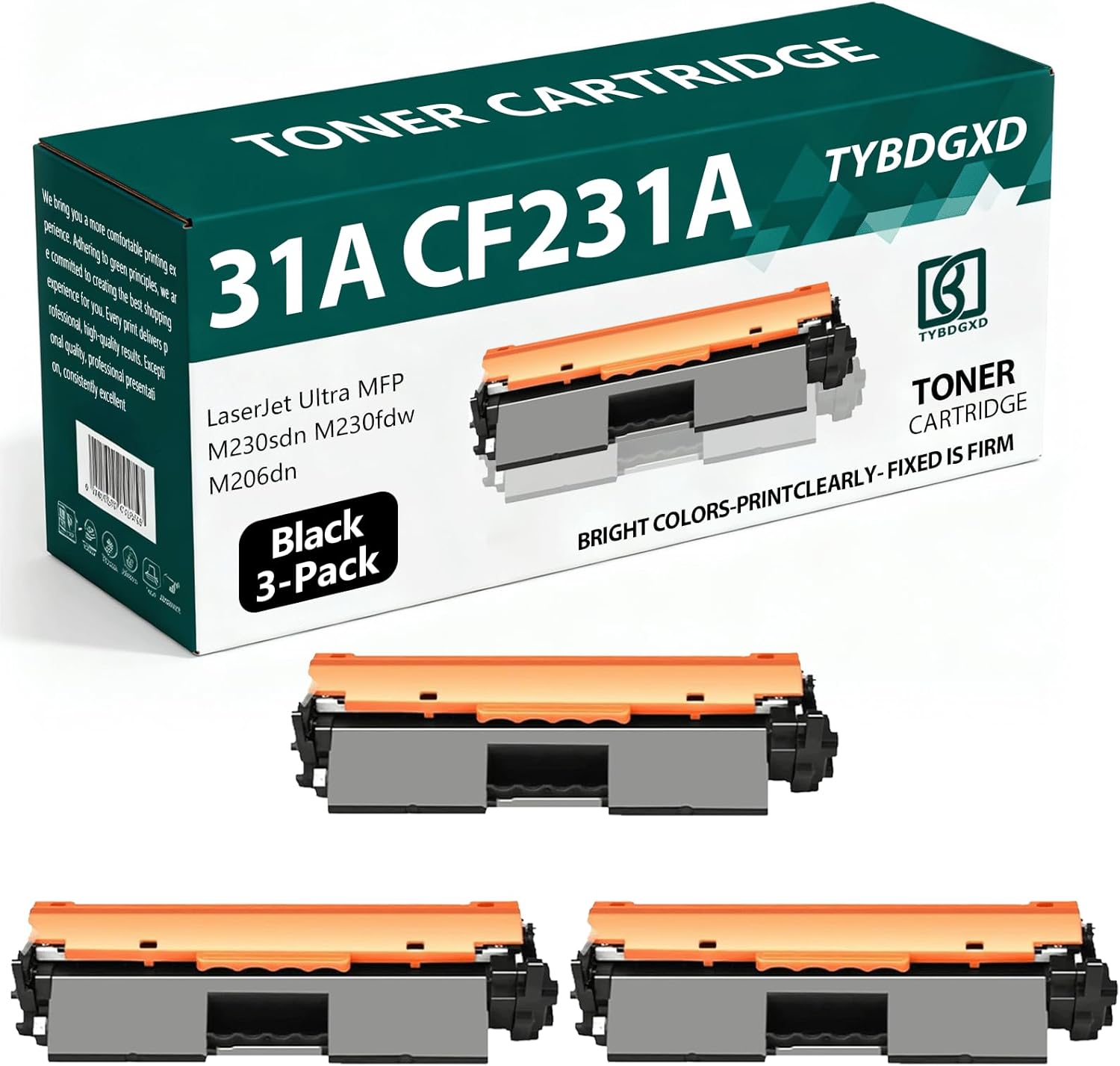 TYBDGXD 31A CF231A High Yield Black 5,000 Pages Toner Cartridge Compatible for HP Compatible Replacement for HP LaserJet Ultra MFP M230sdn M230fdw M206dn Printers,3-Pack