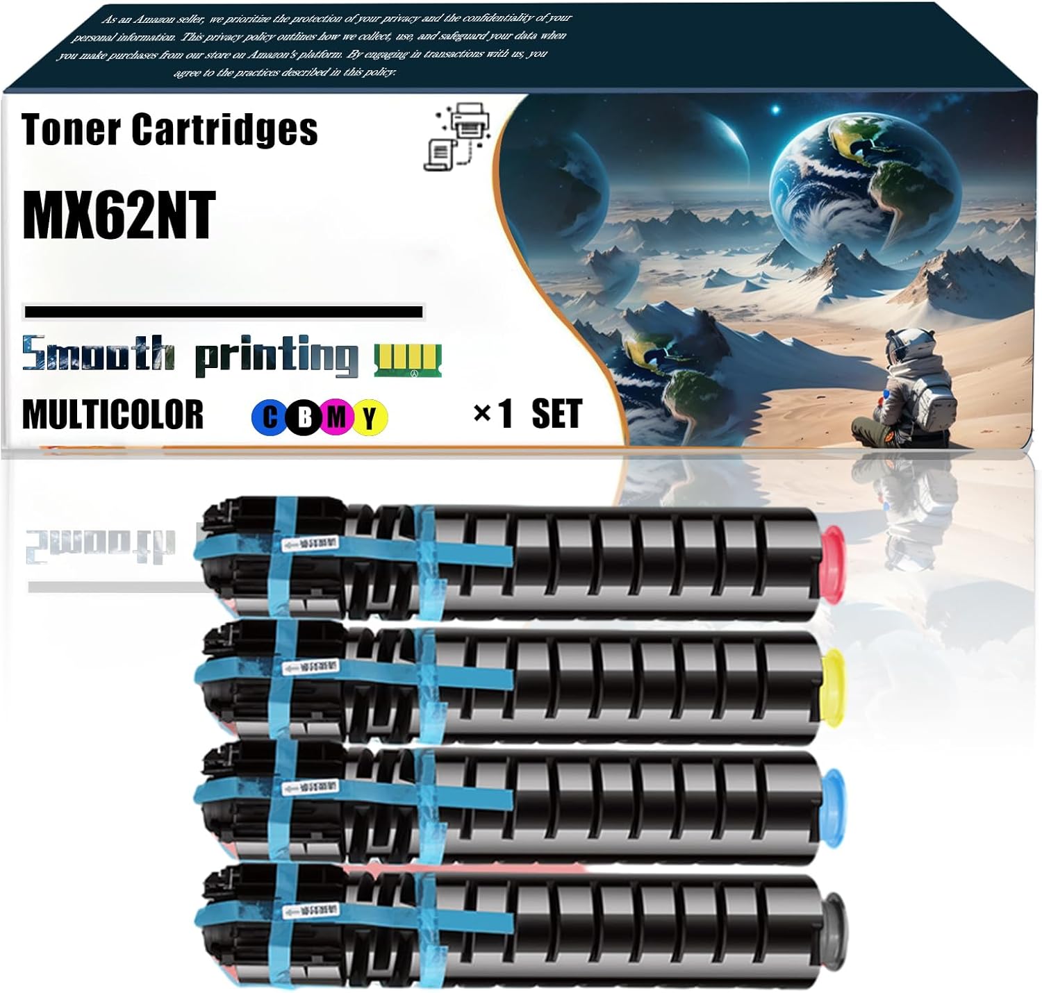 LSSF Replacement Parts Toner Cartridges MX62NT Compatible with Sharp MX-6240N MX-6500N MX-6580N MX-7040N Printer, Contains Chip and Clear Printing (4-Pack BK/C/M/Y)