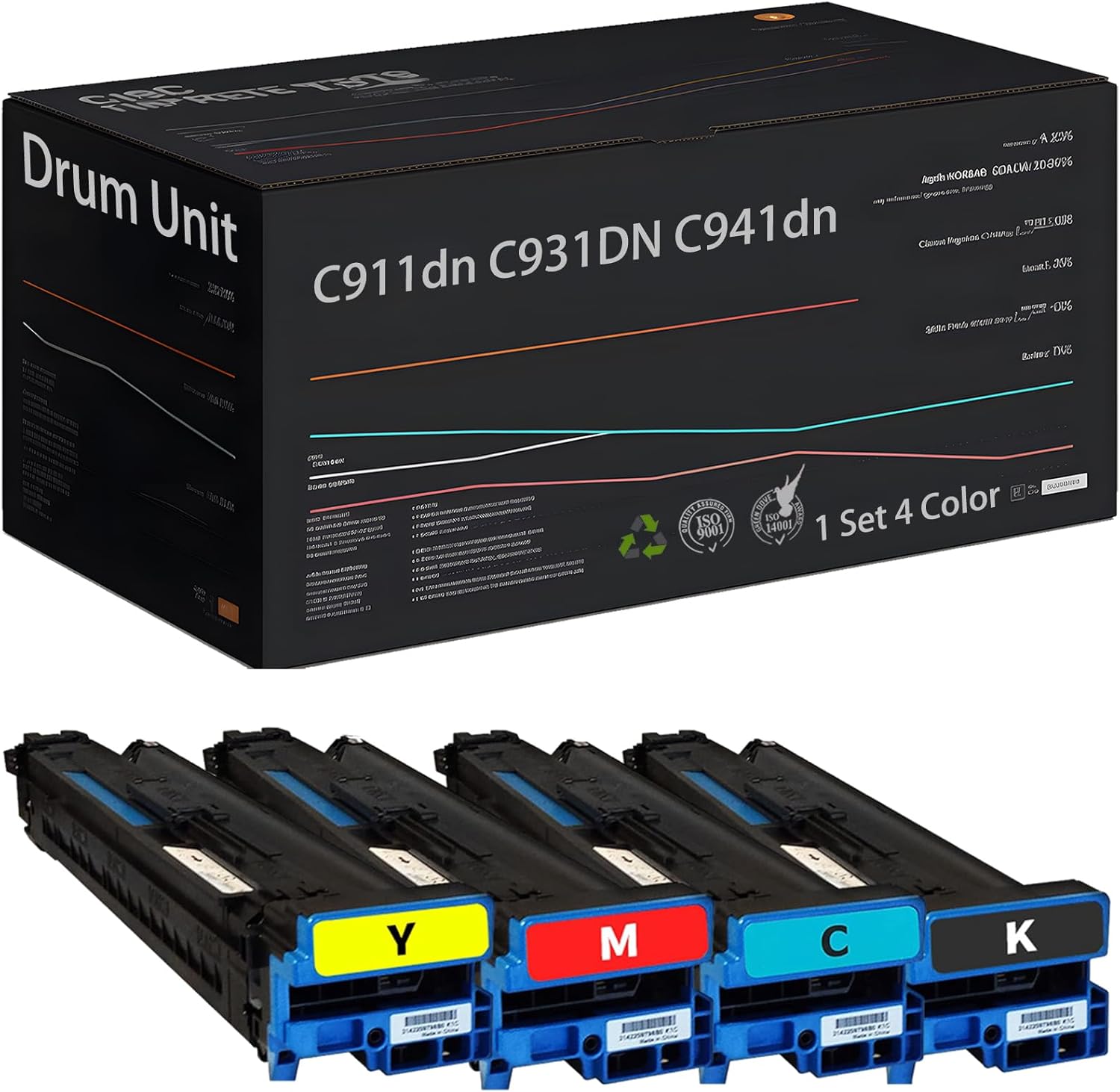 Wondrx Drum Unit Compatible with Okidata OKI C911dn C931DN C941dn, 45103728 45103727 45103726 45103725 Photoconductor High Yield 41000 Pages (1 Set 4 Color)