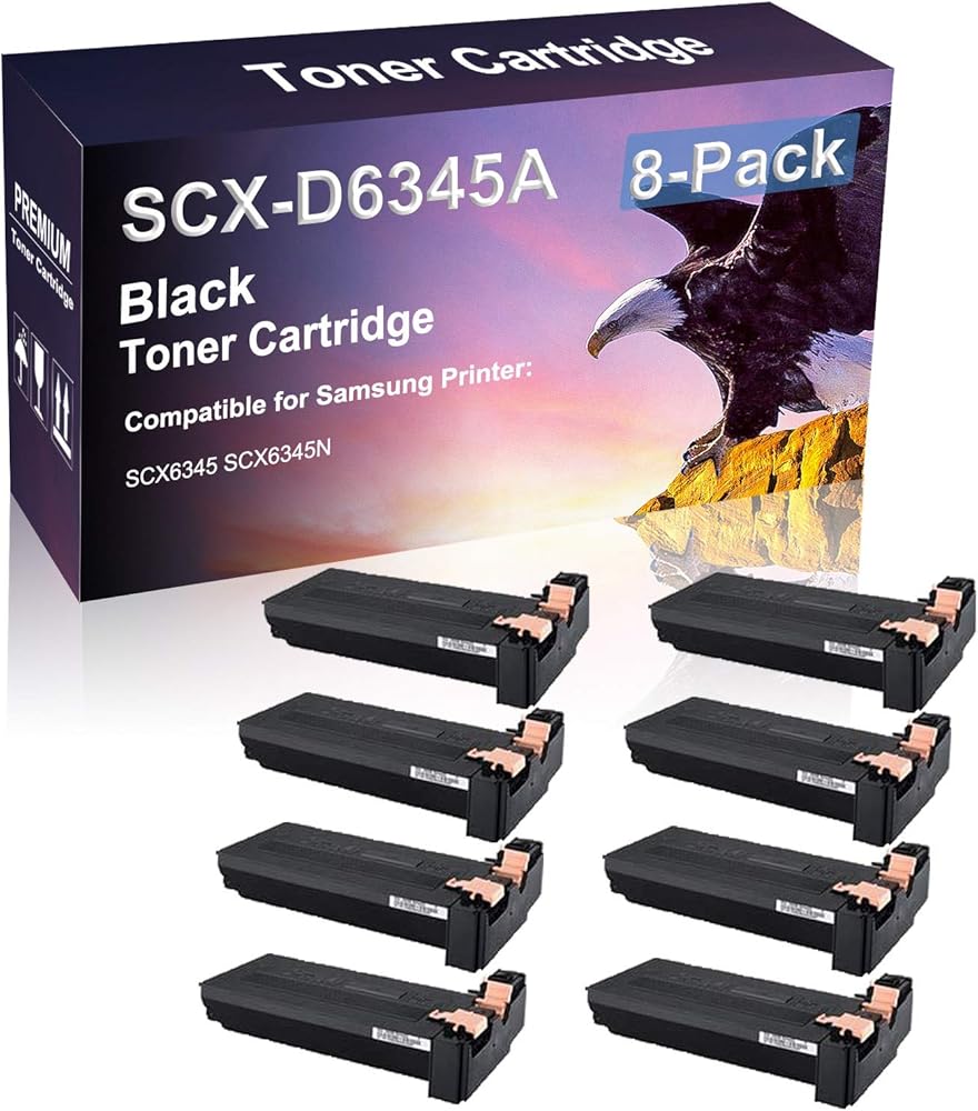 8 Pack (Black) Compatible Laser Printer Cartridge (High Yield) Replacement for Samsung D6345A SCX-D6345A Imaging Cartridge use for Samsung SCX6345 SCX6345N Printer