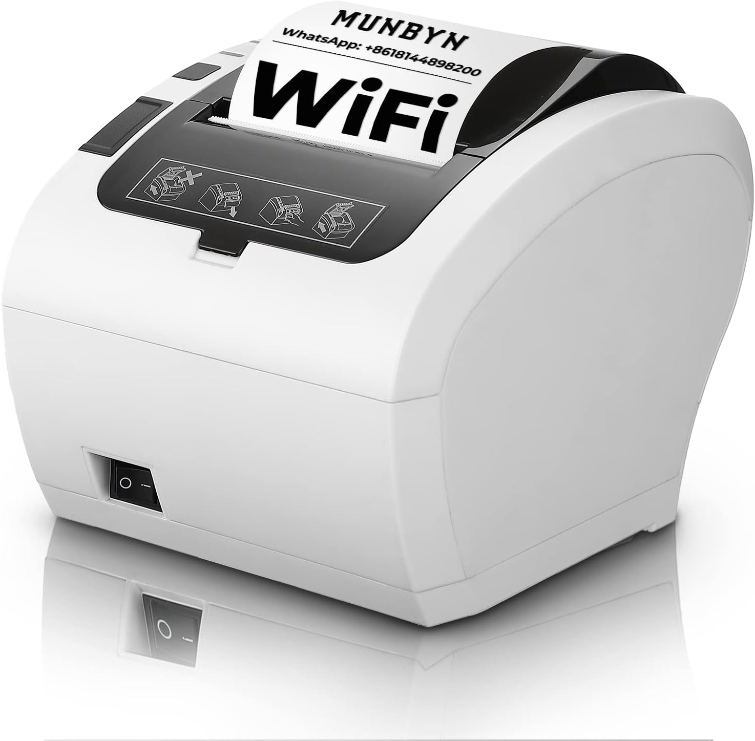 MUNBYN WiFi Thermal Receipt Printer with USB/LAN/RS232 Port, 80mm POS Printer Works with Square Windows Mac Chromebook Linux Cash Drawer, White