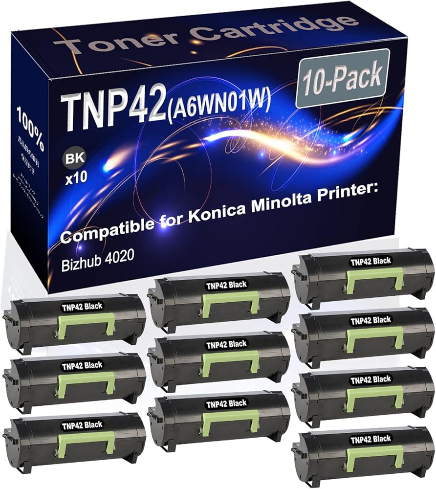 10-Pack (Black) Compatible High Yield TNP42 TNP-42 (A6WN01W) Printer Cartridge use for Konica Minolta Bizhub 4020 Printer