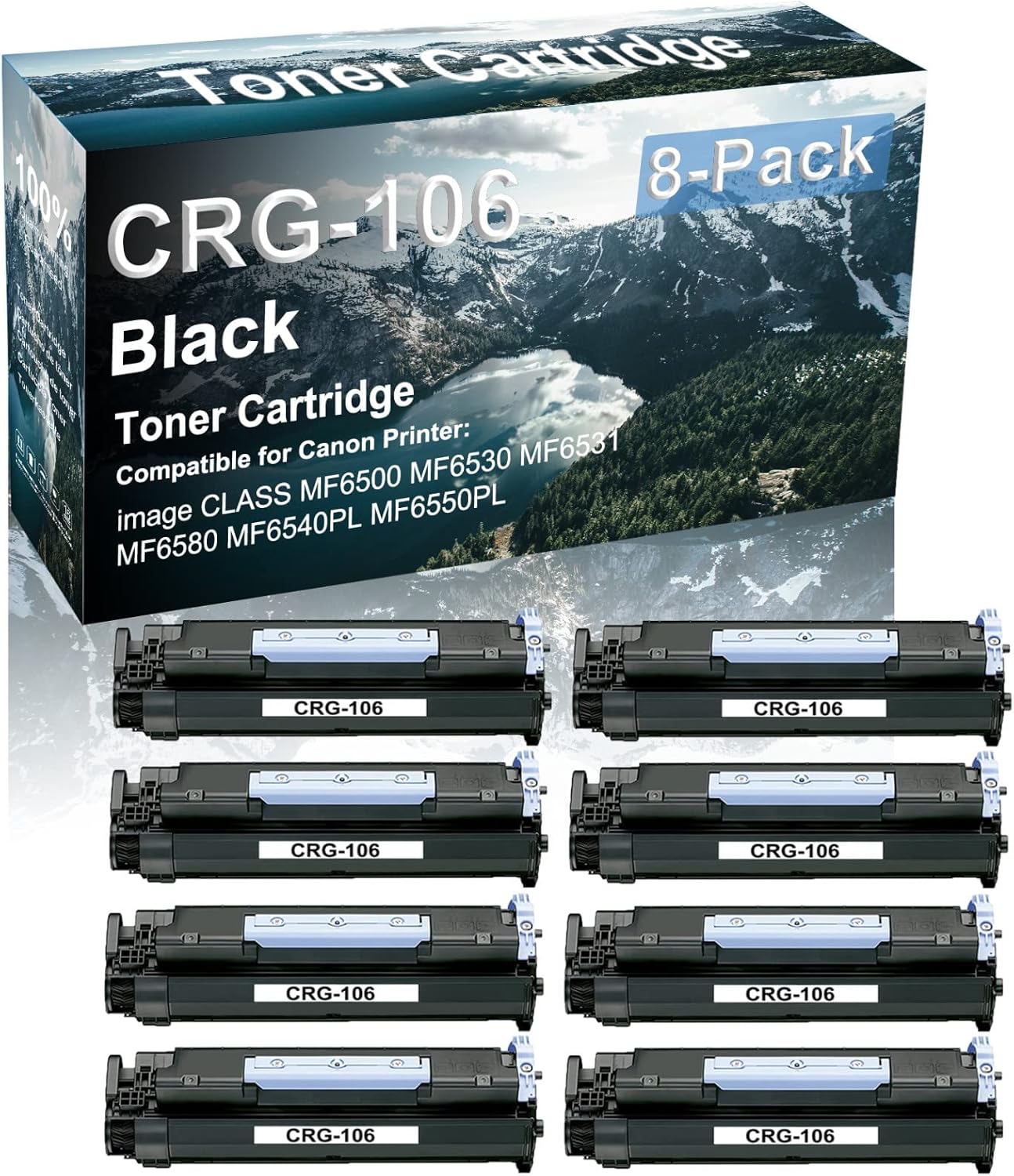 8 Pack Compatible Laser Printer Cartridge (High Yield) Replacement for Canon CRG-106 Imaging Cartridge use for Canon Image Class MF6500 MF6530 Printer