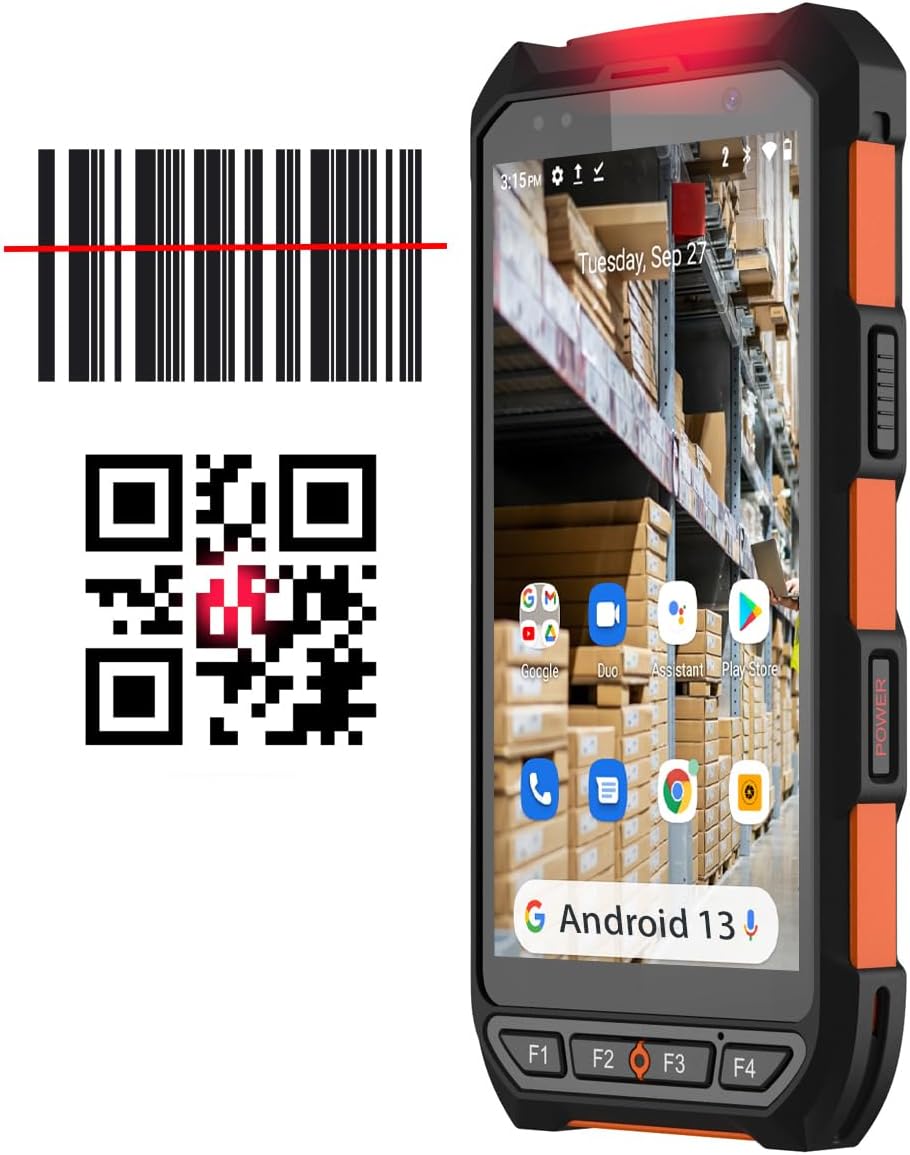 Bix Android Barcode Scanner, 2025 Android 13 Mobile Handheld Computer, 1D 2D QR Inventory Barcode Scanner with Screen 5.5