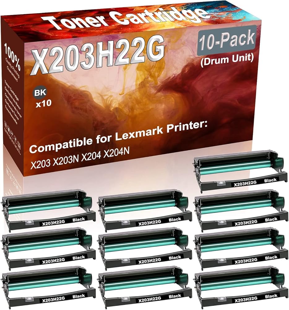 Credibility Store 10-Pack Compatible High Capacity X203H22G Printer Drum Unit Used for X203 X203N X204 X204N Printer (Black)