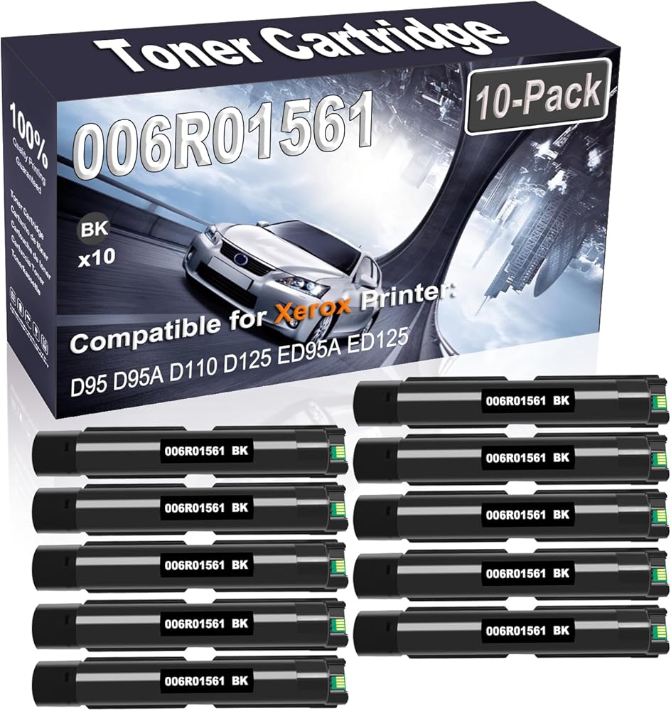 Kolasels 10-Pack (Black) Compatible High Yield D95A D110 D125 006R01561 Printer Cartridge use for D95 D95A D110 D125 ED95A ED125 Printer