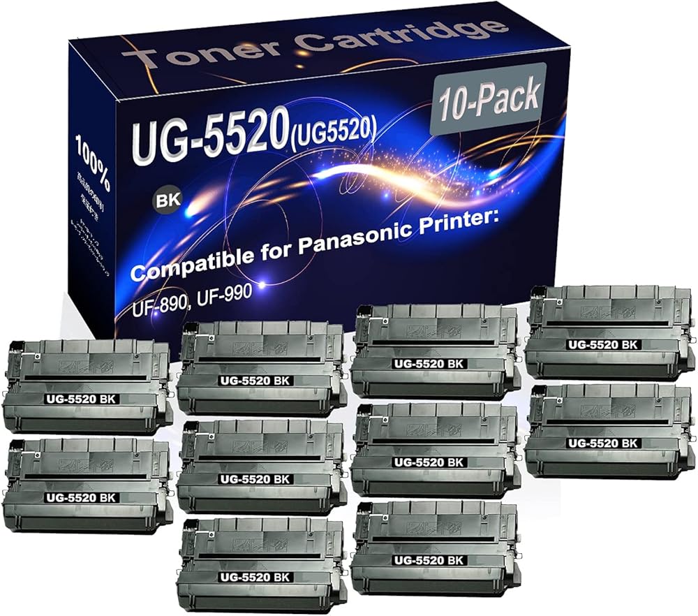 Kolasels 10-Pack (Black) Compatible High Yield UG-5520 (UG5520) Printer Cartridge use for Panasonic UF-890 UF-990 Printer