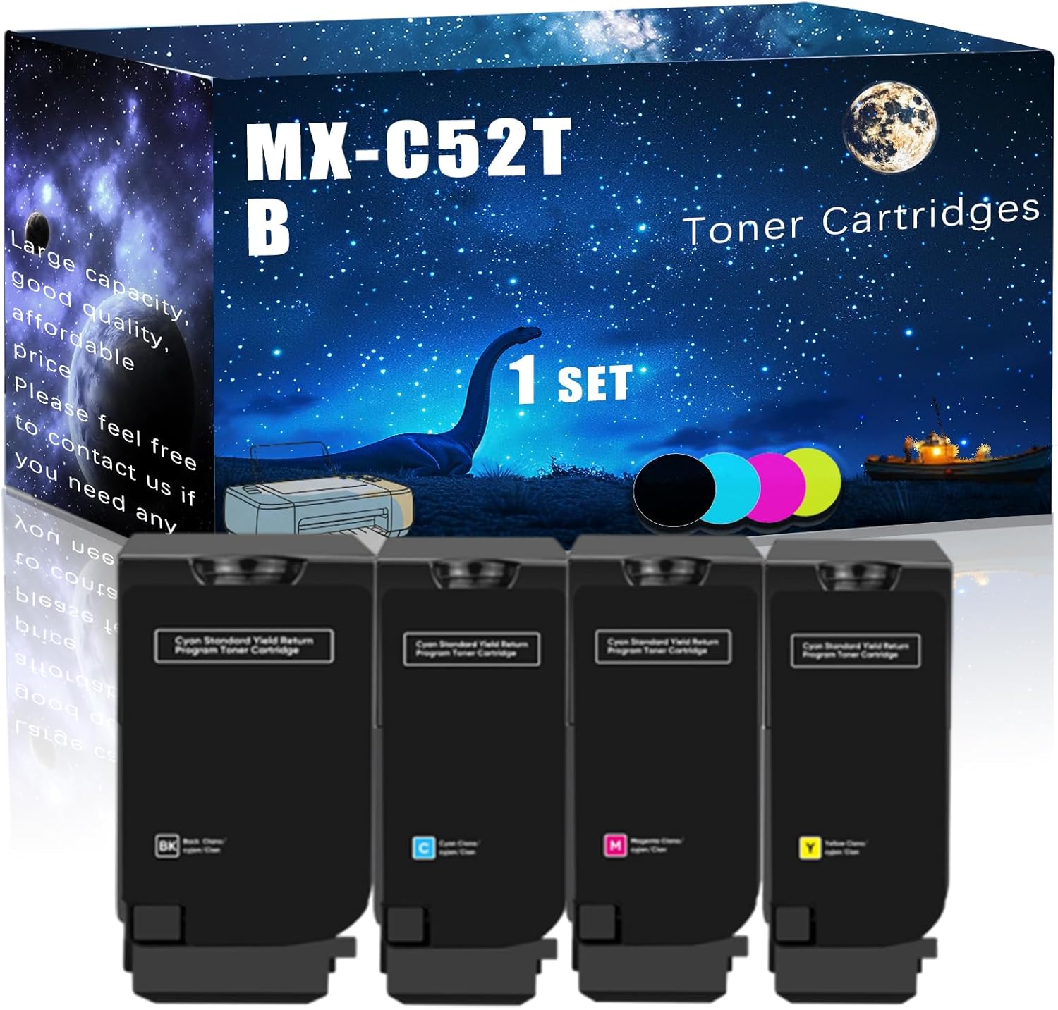 MUCQL MX-C52TB MX-C52TC MX-C52TM MX-C52TY Compatible Toner Cartridges Replacement for Sharp High Yield Compatible MX-C528F MX-C428F MXC52TM Printers, Meet Printing Needs (4-Pack BK/C/M/Y)