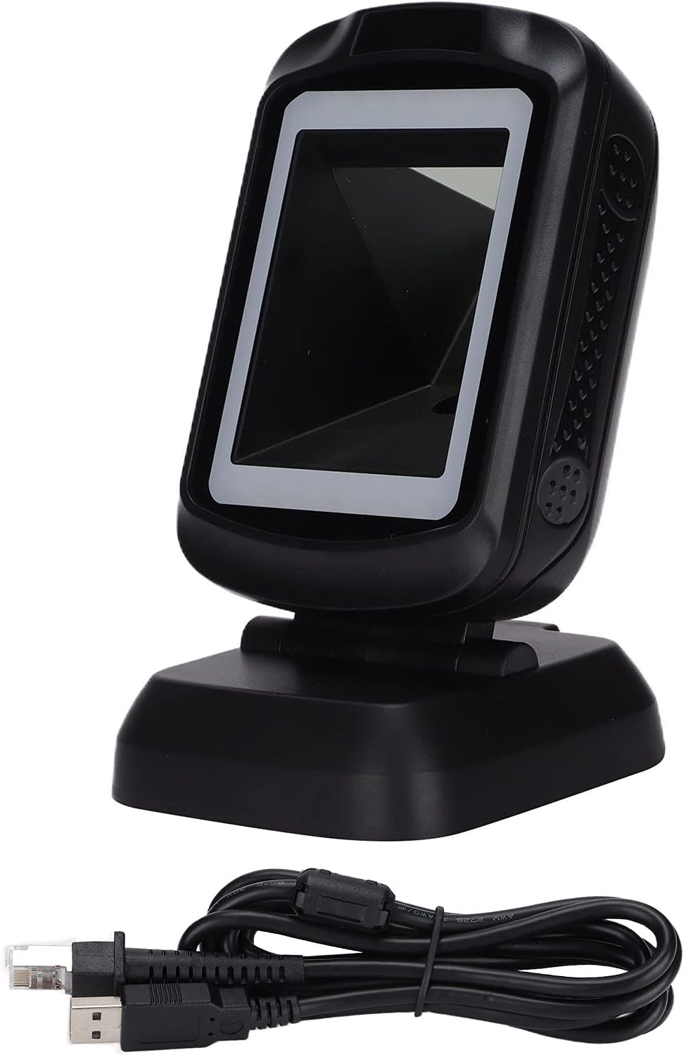 Desktop Barcode Scanner, 2D Barcode Reader with LED Red Light, Quick Respond QR Code Scanner for Shop Store, Multiple Languages Switchable POS Equipment with USB Cable