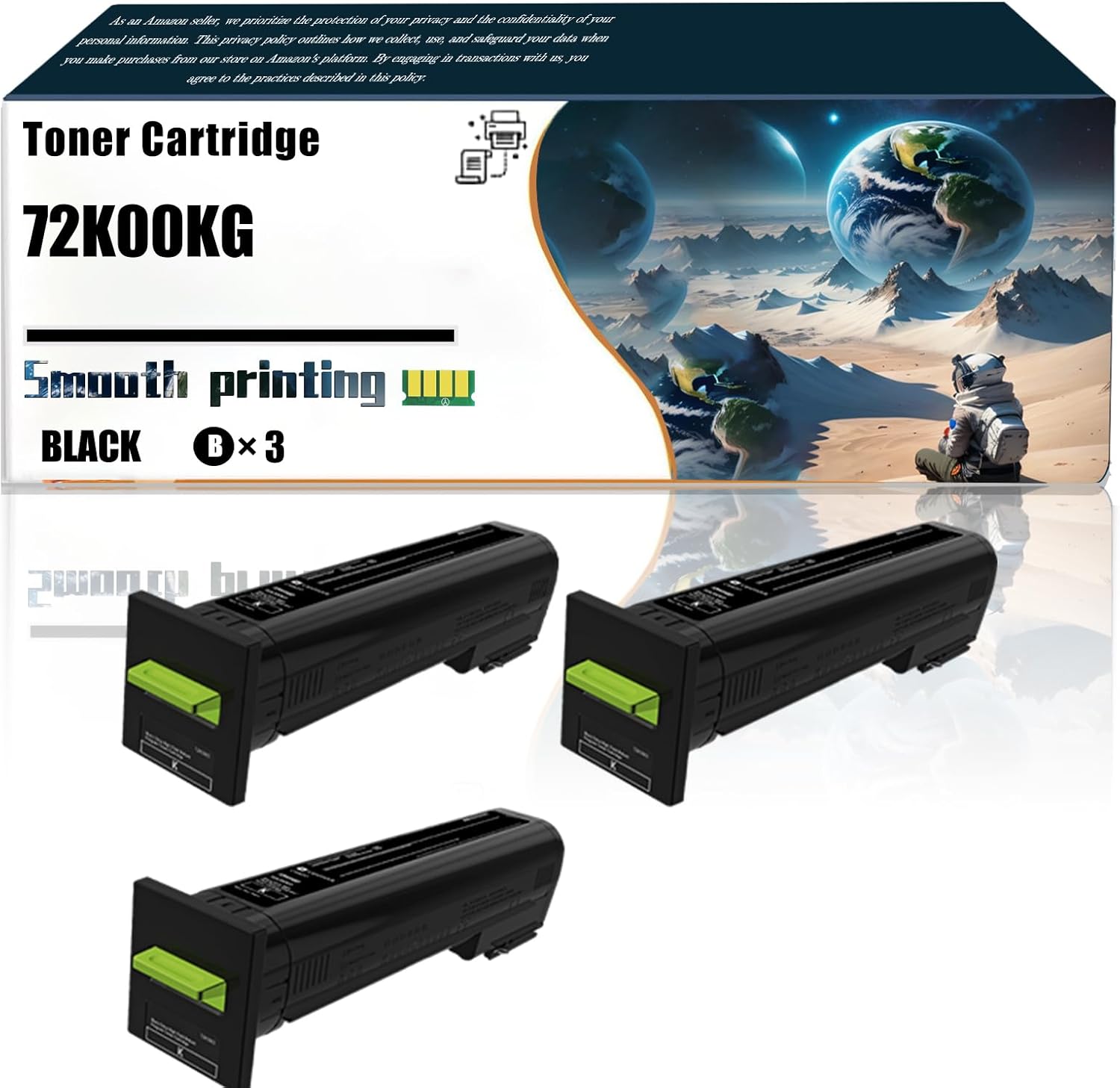 Replacement Parts Toner Cartridge 72K00KG Compatible with Lexmark CX820de CX820dtfe CX825de CX825dte CX825dtfe CX860de CX860dte CX860dtfe Printers, Contains Chip and Clear Printing (3 Pack Black)