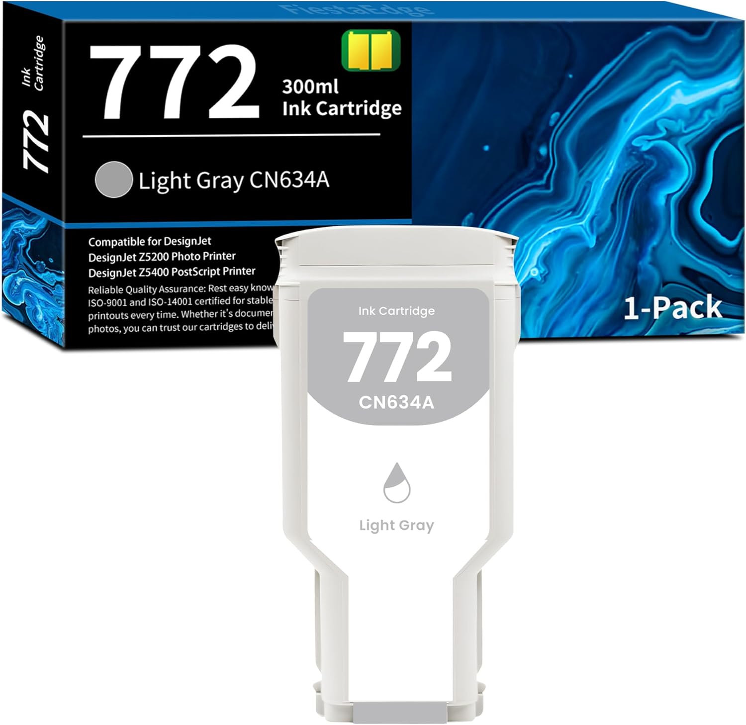 772 Light Gray 300ml CN634A Ink Cartridge Replacement for HP 772 CN634A Ink for DesignJet Z5200 Z5400 Printer Ink, 1 Pack