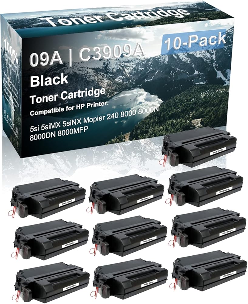 10 Pack Compatible High Yield Black 09A | C3909A Black Toner Cartridge use for HP 5si 5siMX 5siNX Printer