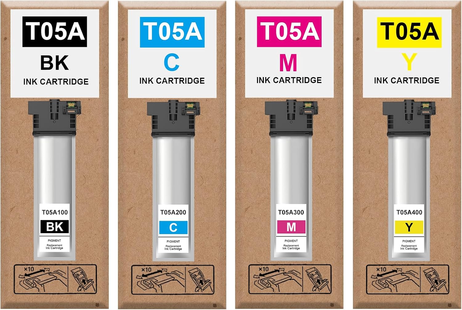 SHOVTEN Remanufactured High Capacity T05A Ink Cartridge T05A T05A100 T05A200 T05A300 T05A400 Ink Set Compatible with Workforce Pro WF-C878R WF-C879R Printers,Black Cyan Magenta Yellow