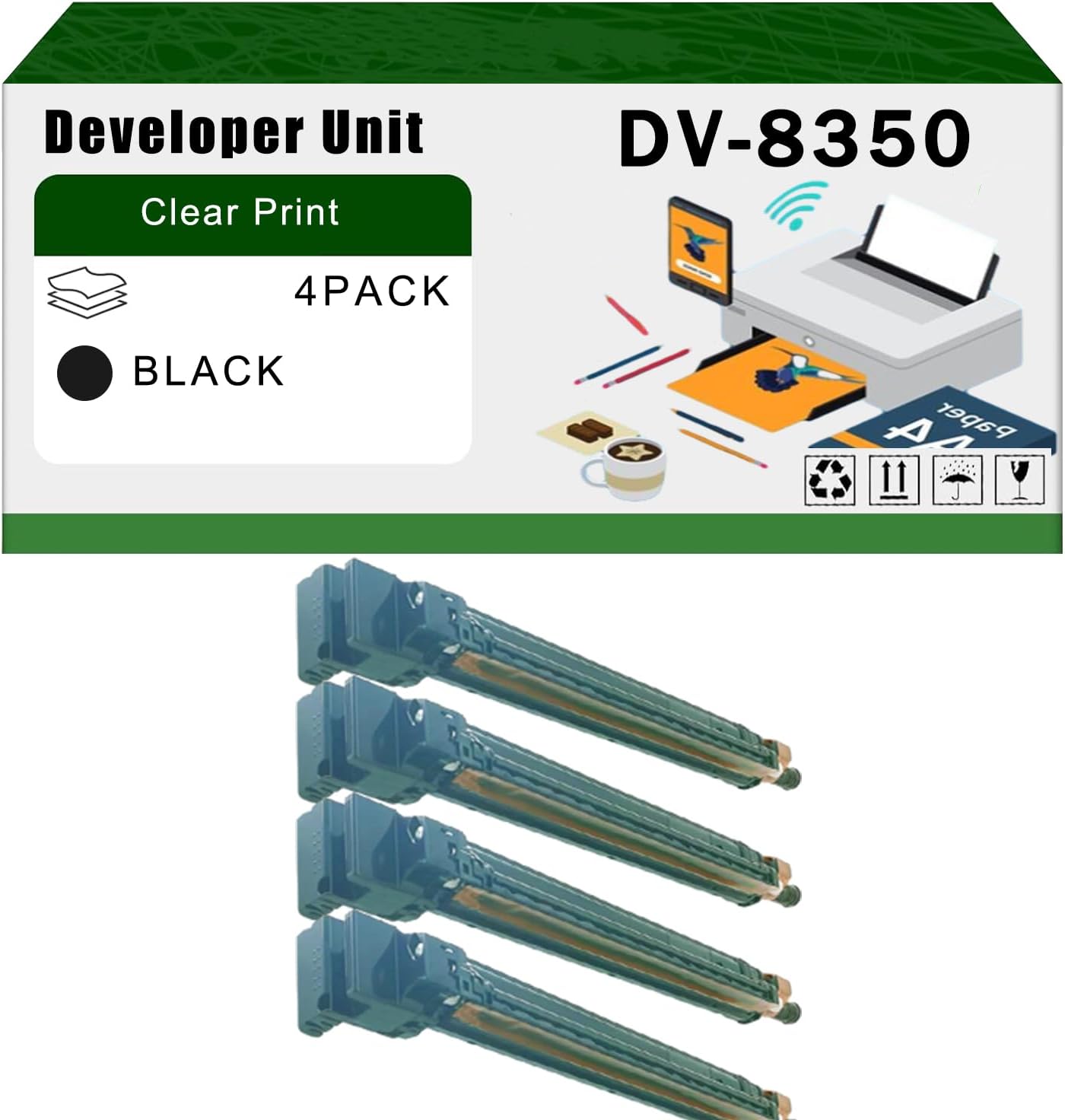 AGNNQ Compatible for Kyocera DV-8350 Developer Unit TASKalfa 2553ci 3252ci 3253ci Printers, High Yield 300000 Pages Bright Clear Colors (4 Pack Black)