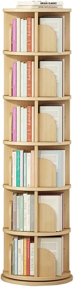 360 Degree Rotary Bookshelf, Home Kindergarten Library Solid Wood Bookcase, Picture Book Toy Book Exhibition Display Shelf (Size : 6 Tier)