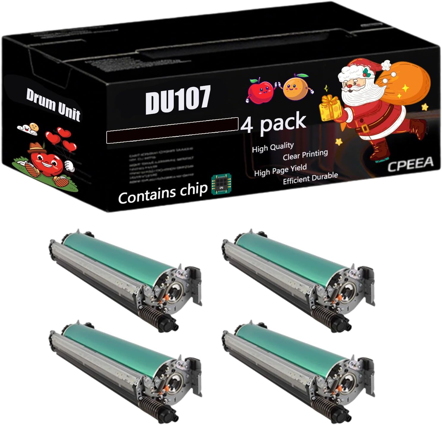 Compatible for Konica Minolta DU107 Drum Unit Work for Konica Minolta AccurioPress C6100 Press C1085 Press C1100 Printers, with Chip, High Yield 51000 Pages, Clear Printing (4 Pack Black)