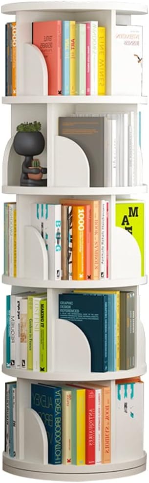 Bookshelf for Bedroom Rotating Bookshelf Bookcase Children's Floor-to-Ceiling Picture Book Stand Home Student Shelf Large Capacity Bookshelf Assemble The Bookshelf ( Color : White , Size : 40*157cm )