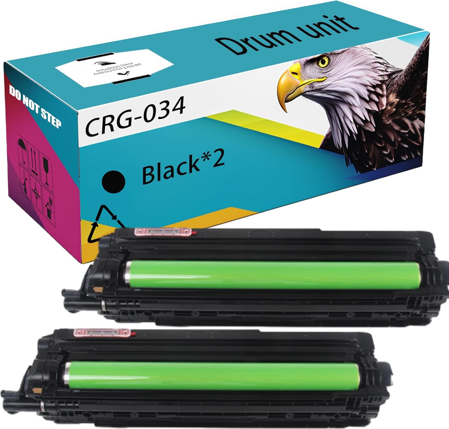 CRG-034 Drum Unit Compatible for Canon C1225 C1225iF MF810Cdn MF820Cdn Printer, High Yield 32500 Pages, Clear Printing (Black*2)