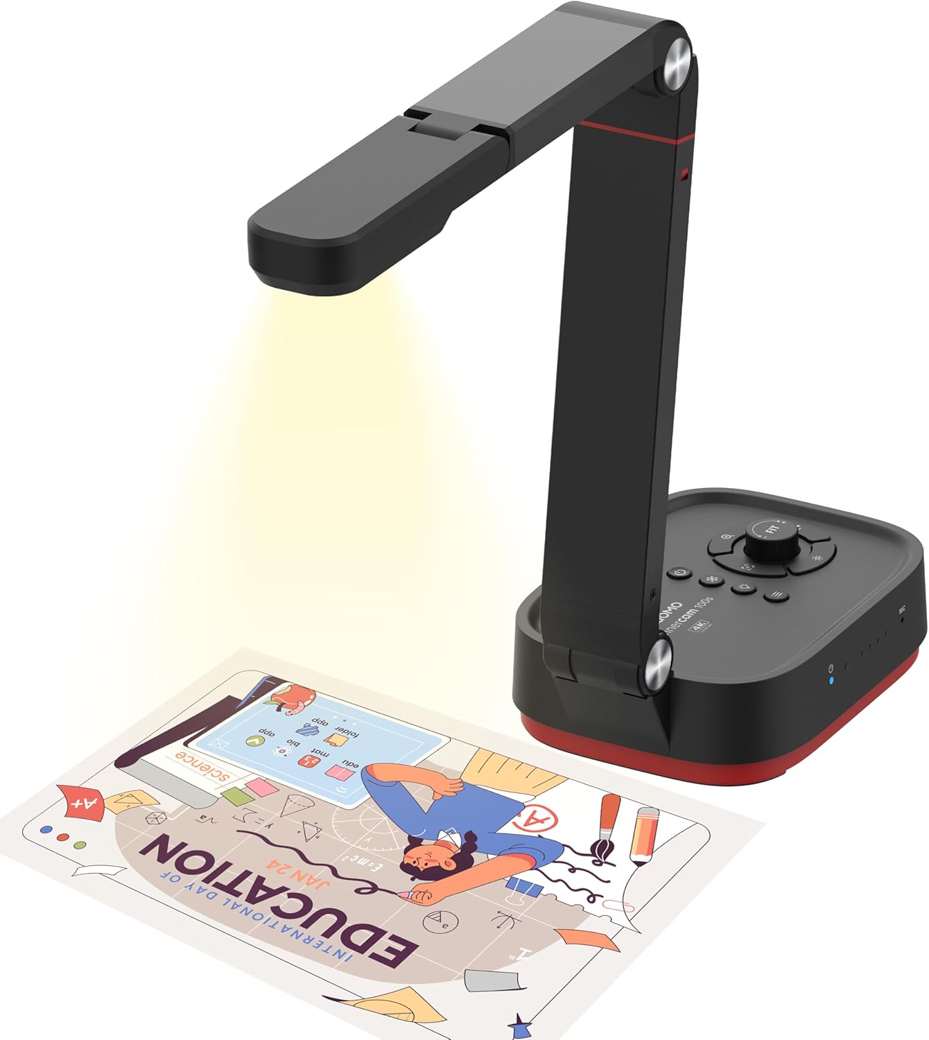 QOMO QPC100W Wireless 4K UHD Document Camera, WiFi/HDMI/USB Plug & Play, Compatible Mac OS, Windows, Chromebook Compatible for Live Demo,Web Meeting and Document Scanning