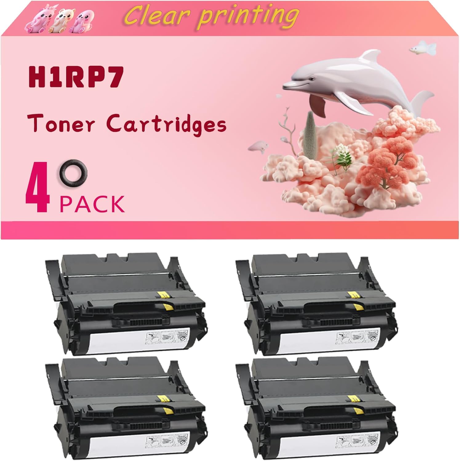 H1RP7 Toner Cartridges Compatible for Dell 5530dn 5535dn Printers, High Yield 36000 Pages, Clear Bright Colors (4 Pack Black)