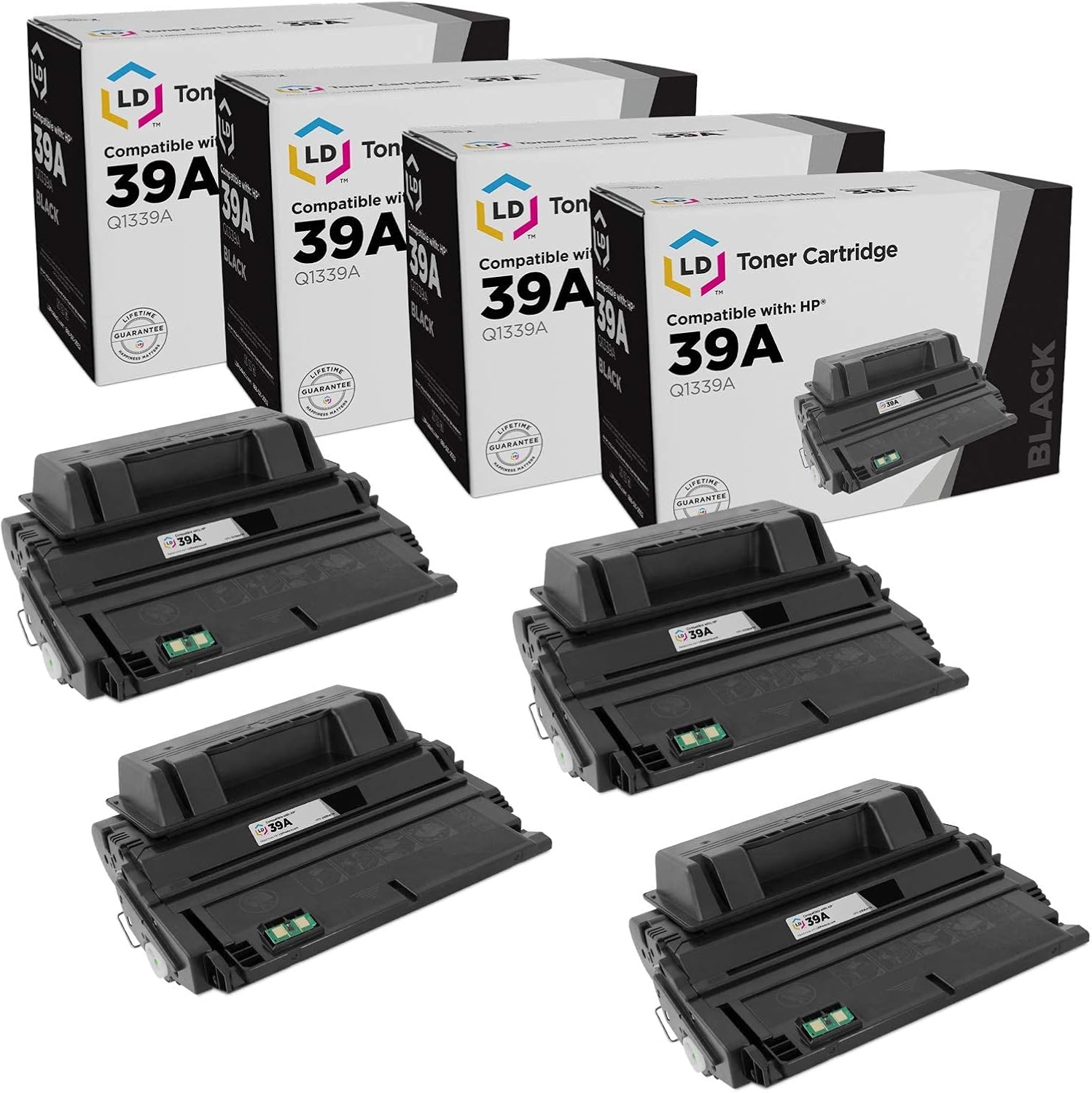 LD Compatible Toner Cartridge Replacement for HP 39A Q1339A (Black, 4-Pack) Compatible with HP Printer Models LaserJet 4300 4300dtn 4300dtns 4300dtnsl 4300n 4300tn