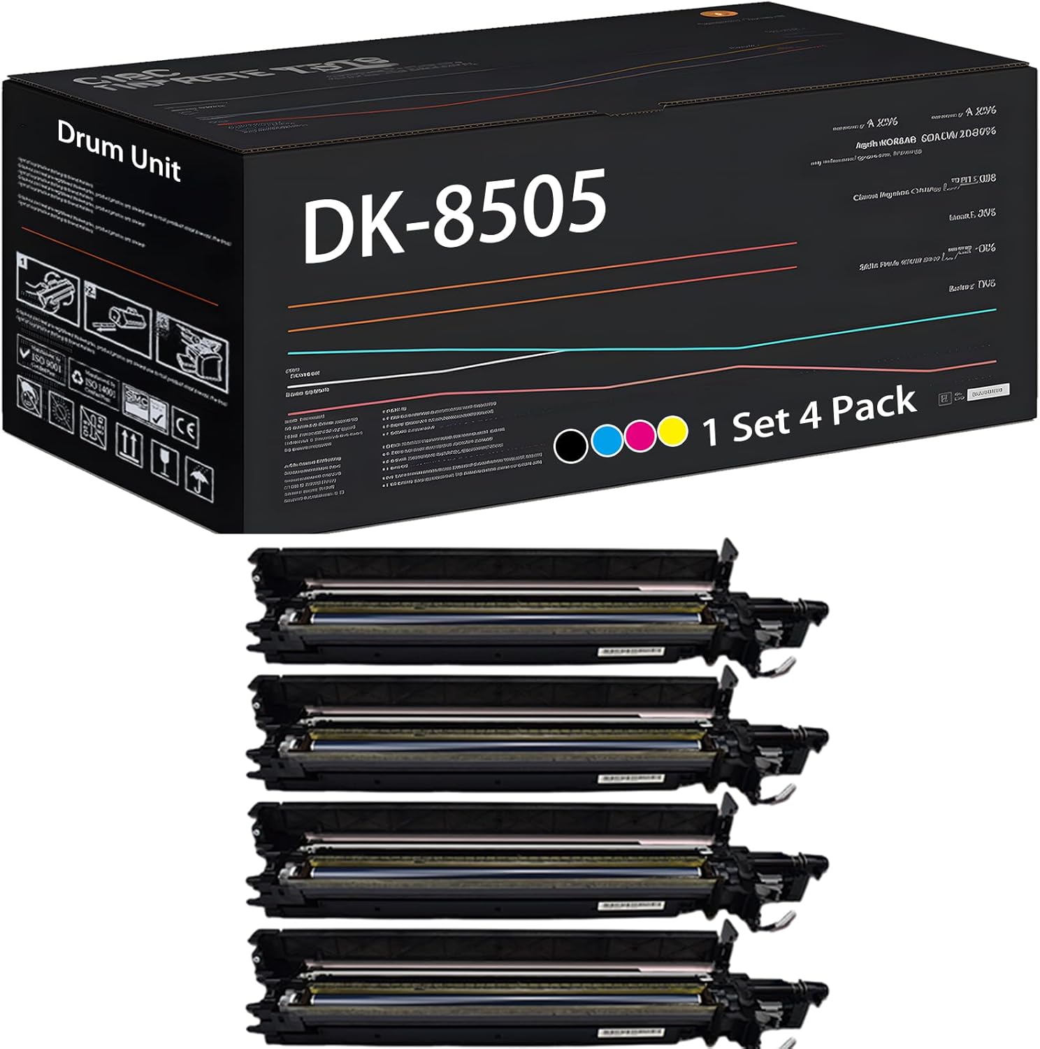 UVUMB DK-8505 Drum Unit Compatible for Kyocera TASKalfa 3050ci 3051ci 3550ci 3551ci 4550ci 4551ci 5550ci 5551ci Printers, with Chip, High Yield 90000 Pages, High-Definition Printing (4-Pack BK/C/M/Y)