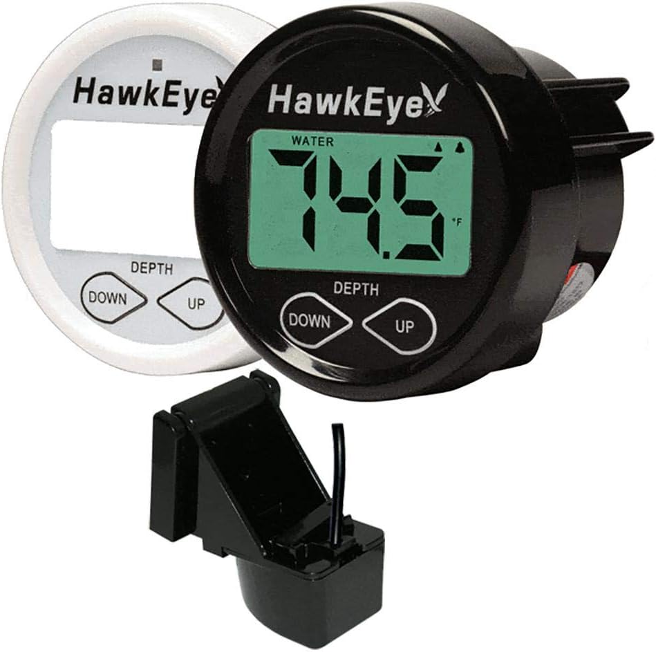 HawkEye In Dash Depth Finder w/Air & Water Temperature - Transom Mount