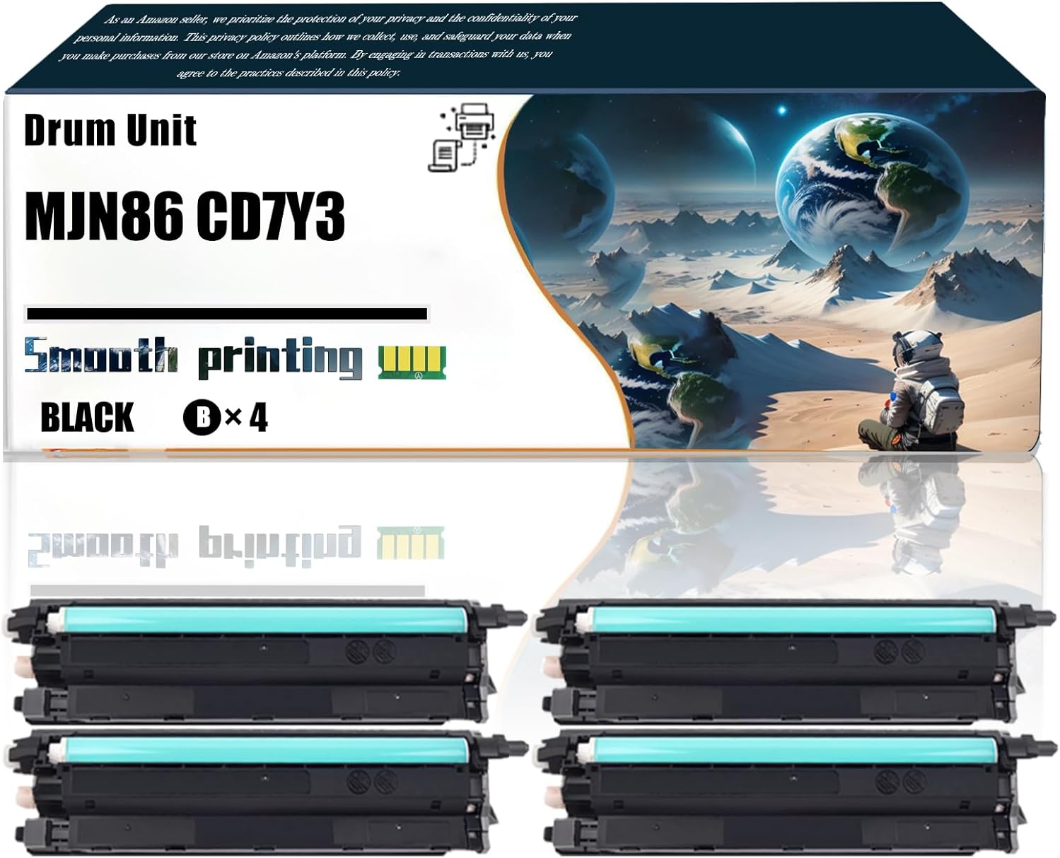 Replacement Parts Drum Unit MJN86 CD7Y3 D20NH 16C0Y Compatible with Dell H625cdw H825cdw S2825cdn Printers, Contains Chip and Clear Printing (4 Pack Black)