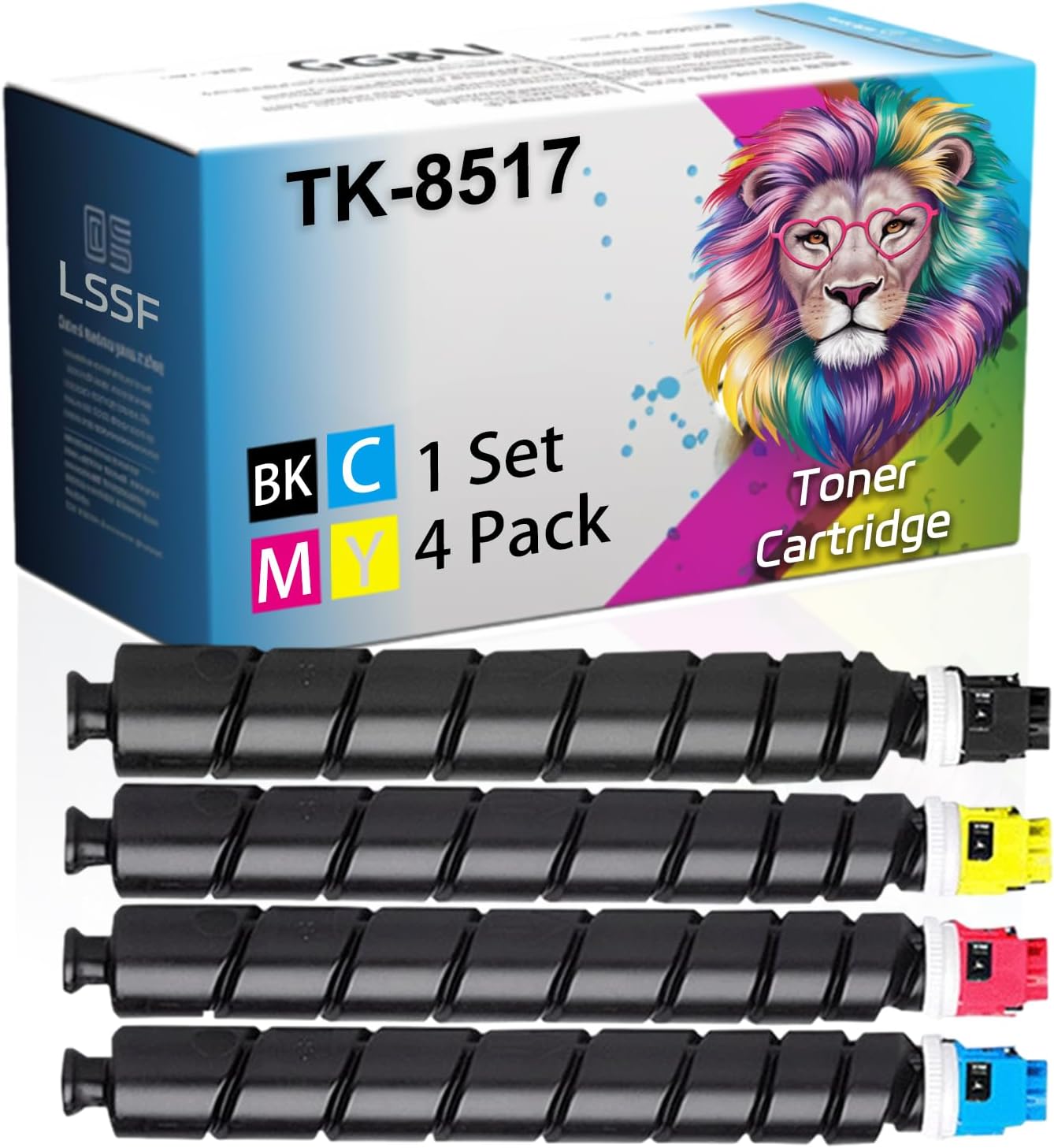 LSSF Compatible for Kyocera TASKalfa 5052ci 5053ci 6052ci 6053ci Printer, TK-8517 TK-8517K TK-8517C TK-8517M TK-8517Y Toner Cartridge, Ultra-High Print Page Count with Chip 30000 Pages (Multicolour)