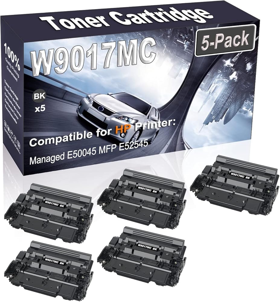 5-Pack (Black) Compatible High Yield W9017 W9017MC Printer Cartridge use for HP Managed E50045 MFP E52545 Printer
