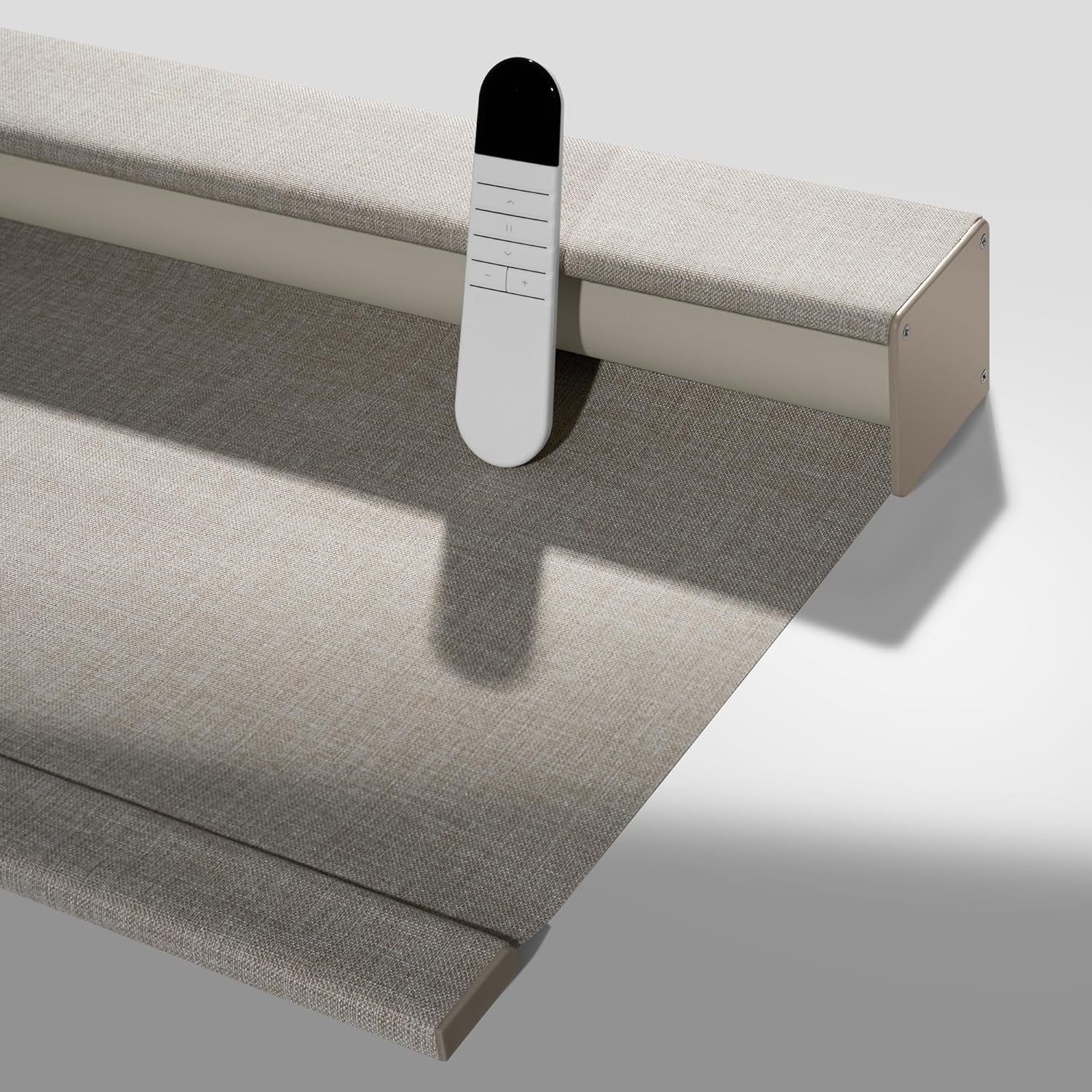 Boolegon Motorized Roller Blinds with Remote Control,Blackout Linen Fabric-Matched Automatic Roller Shades for Windows,Rechargeable Electric Window Shades for Home,Office,Light Brown,Custom Now