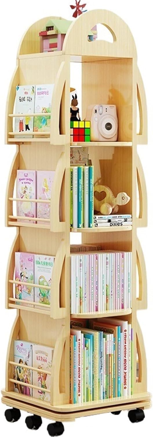 GRFIT Bookcase Rotating Bookshelf Picture Book Rack Book Integrated Storage Rack Home Floor-Standing Storage Rack Bookshelf