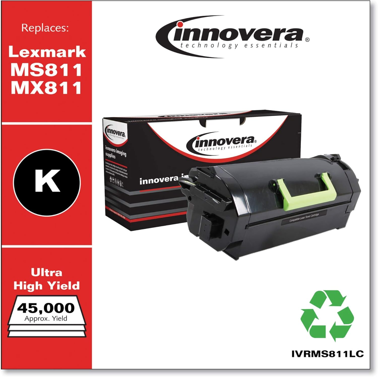 Innovera Remanufactured Black Ultra High-Yield Toner, Replacement for MS811/MX811, 45,000 Page-Yield